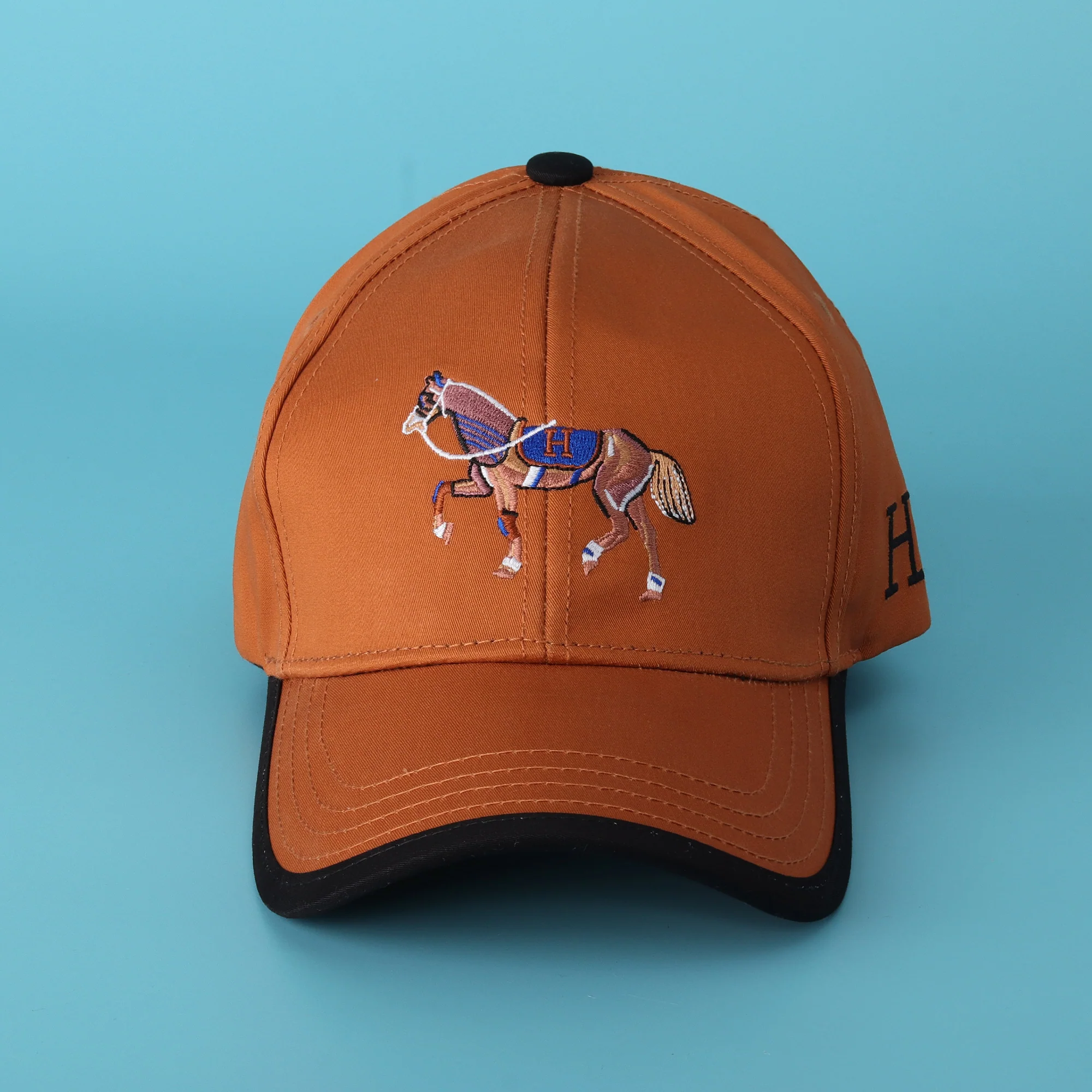 Horse Embroidered Rust Baseball Cap - Image 2
