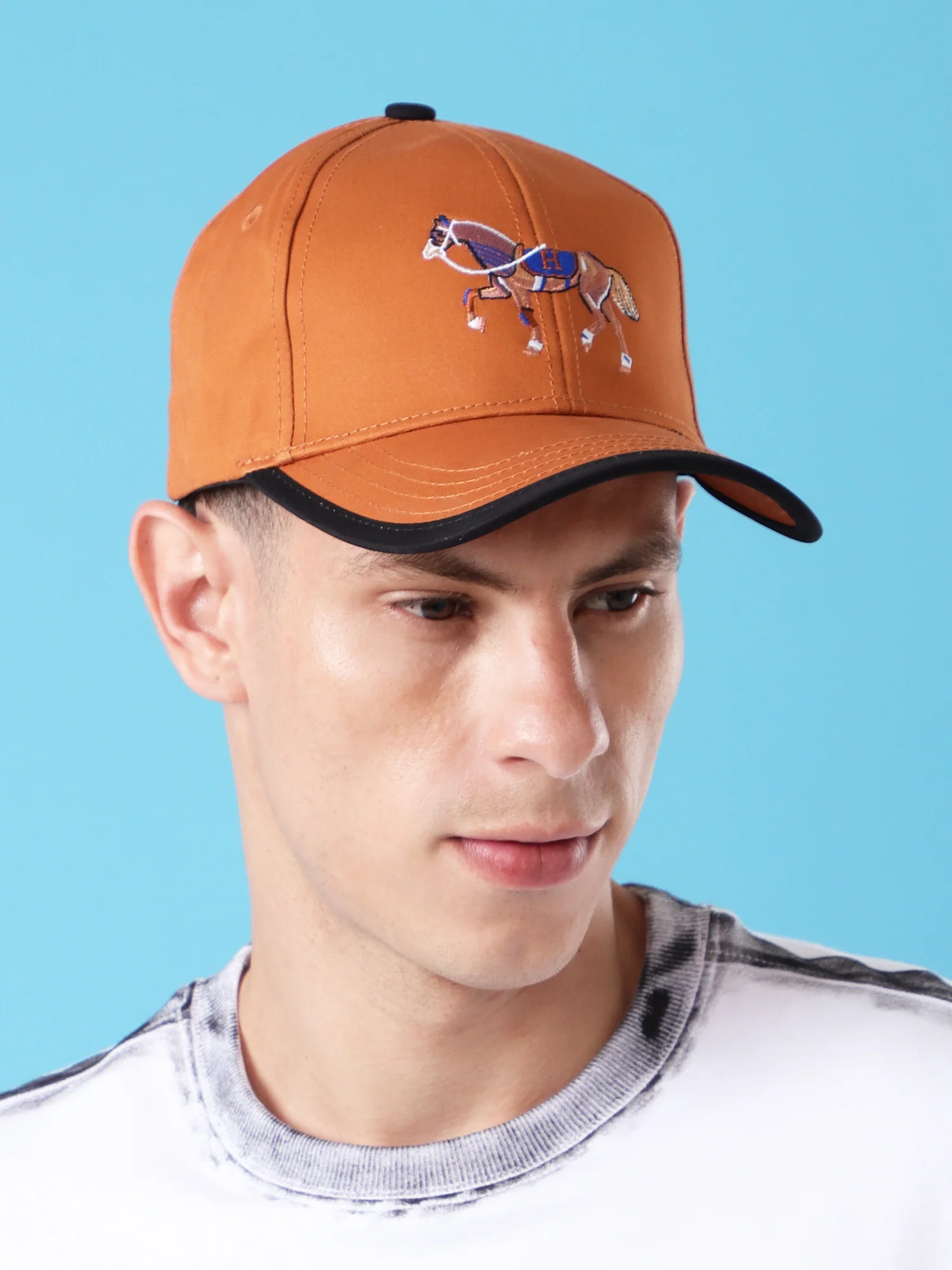Horse Embroidered Rust Baseball Cap - Image 3