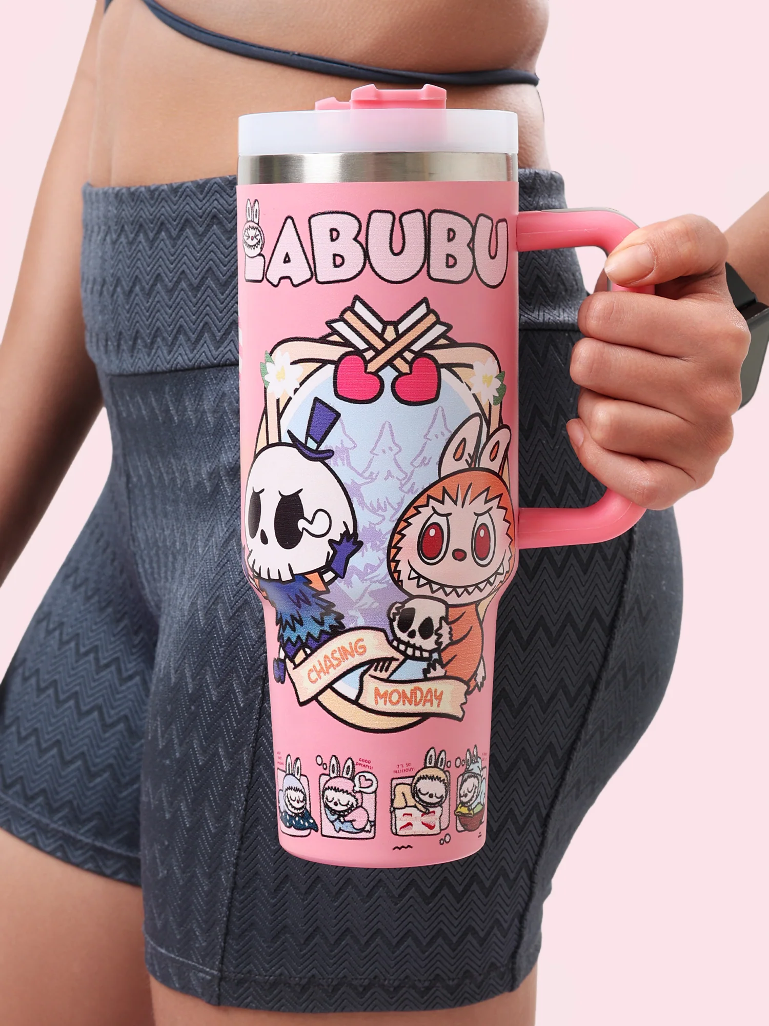 LABUBU “Chasing Monday” Pink Sipper - Image 5
