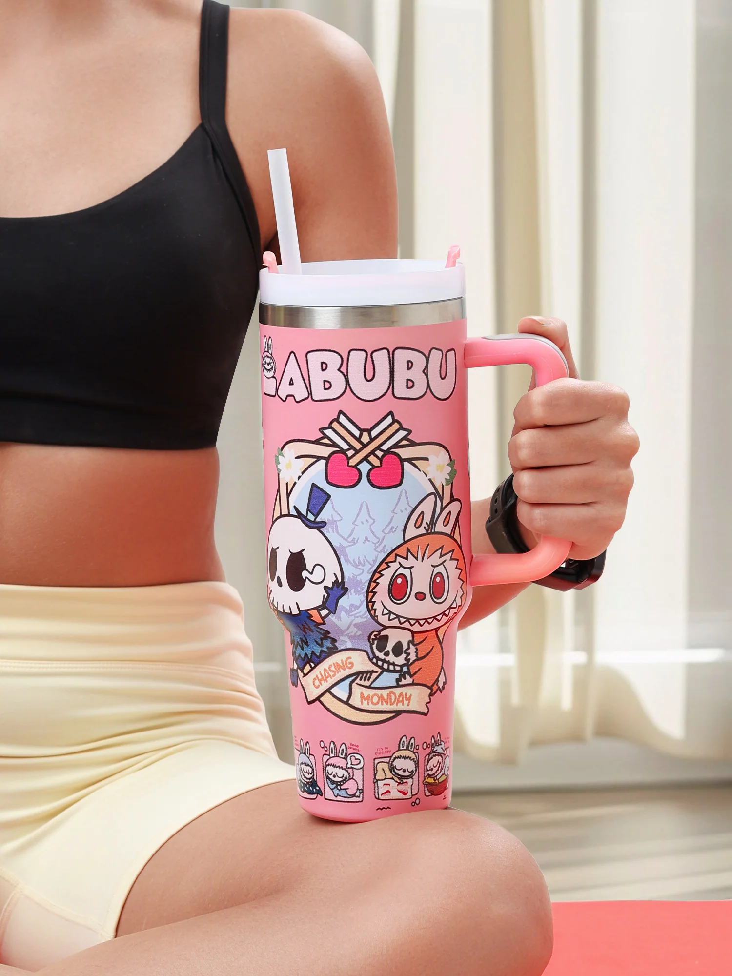 LABUBU “Chasing Monday” Pink Sipper - Image 8