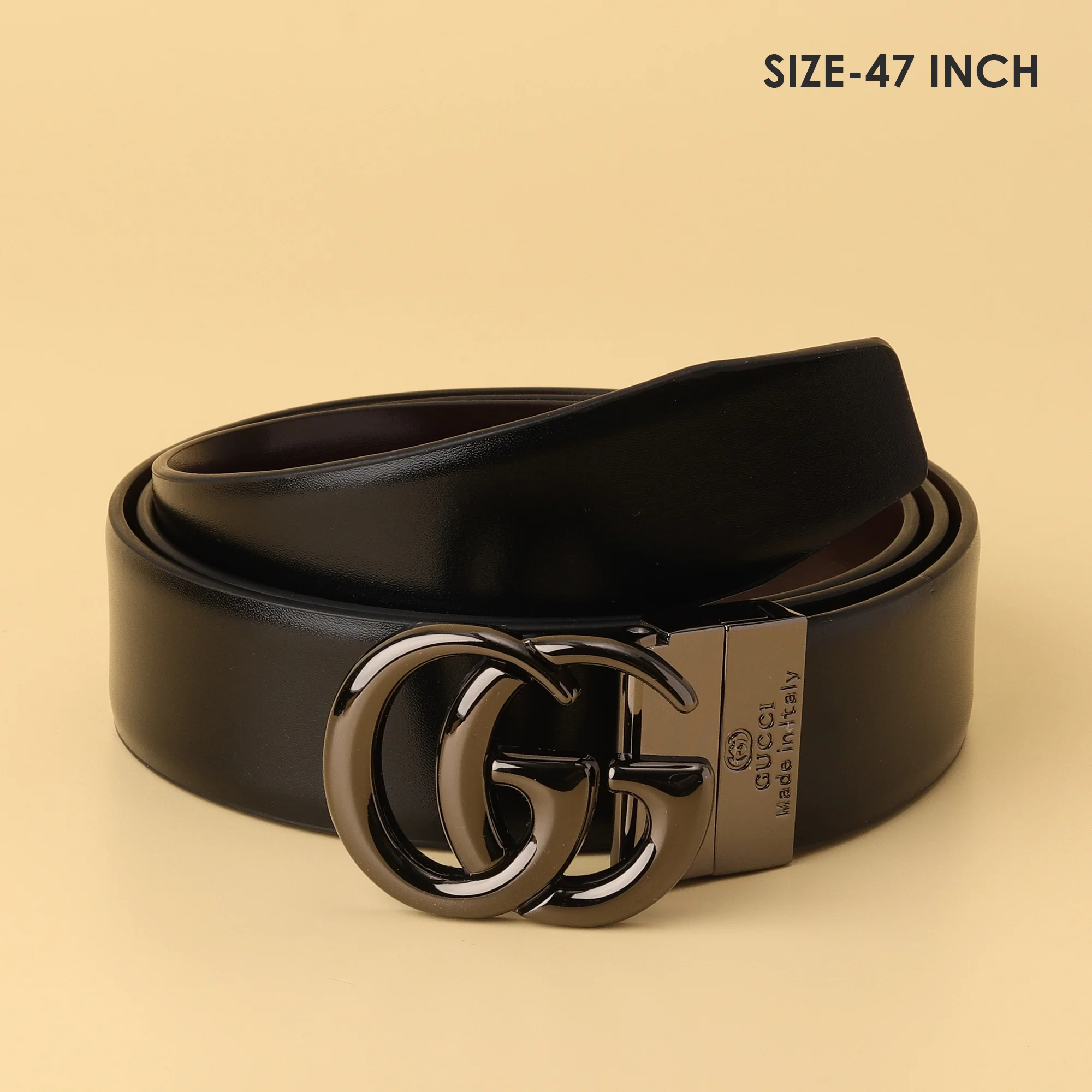 Leather Belt with Iconic GG Buckle - Image 3
