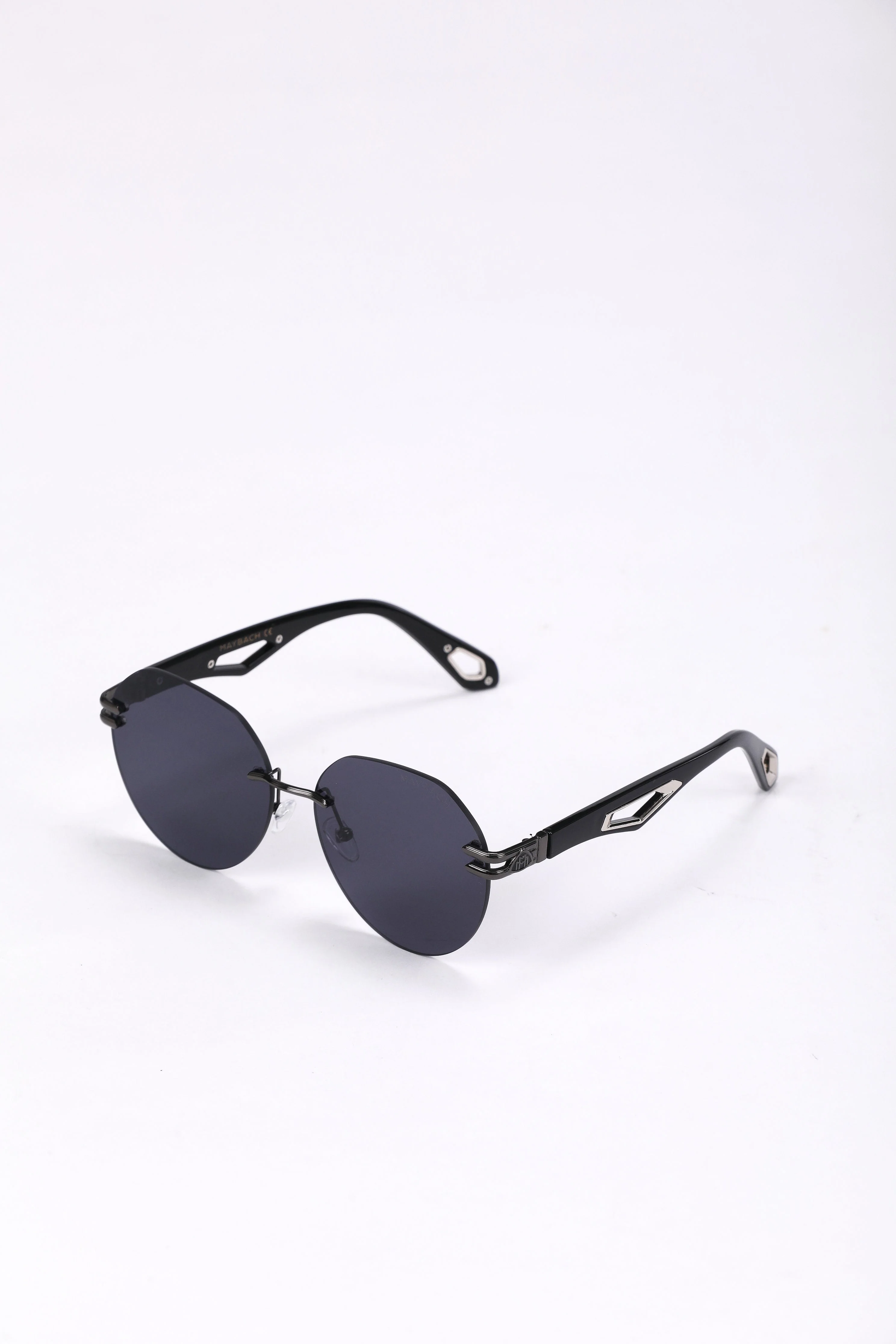 Maybach Matte Black Round Sunglasses