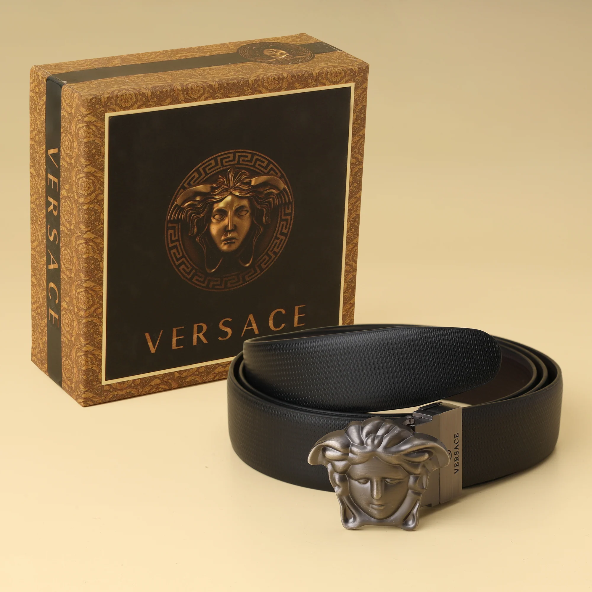 Medusa Emblem Leather Belt - Image 2