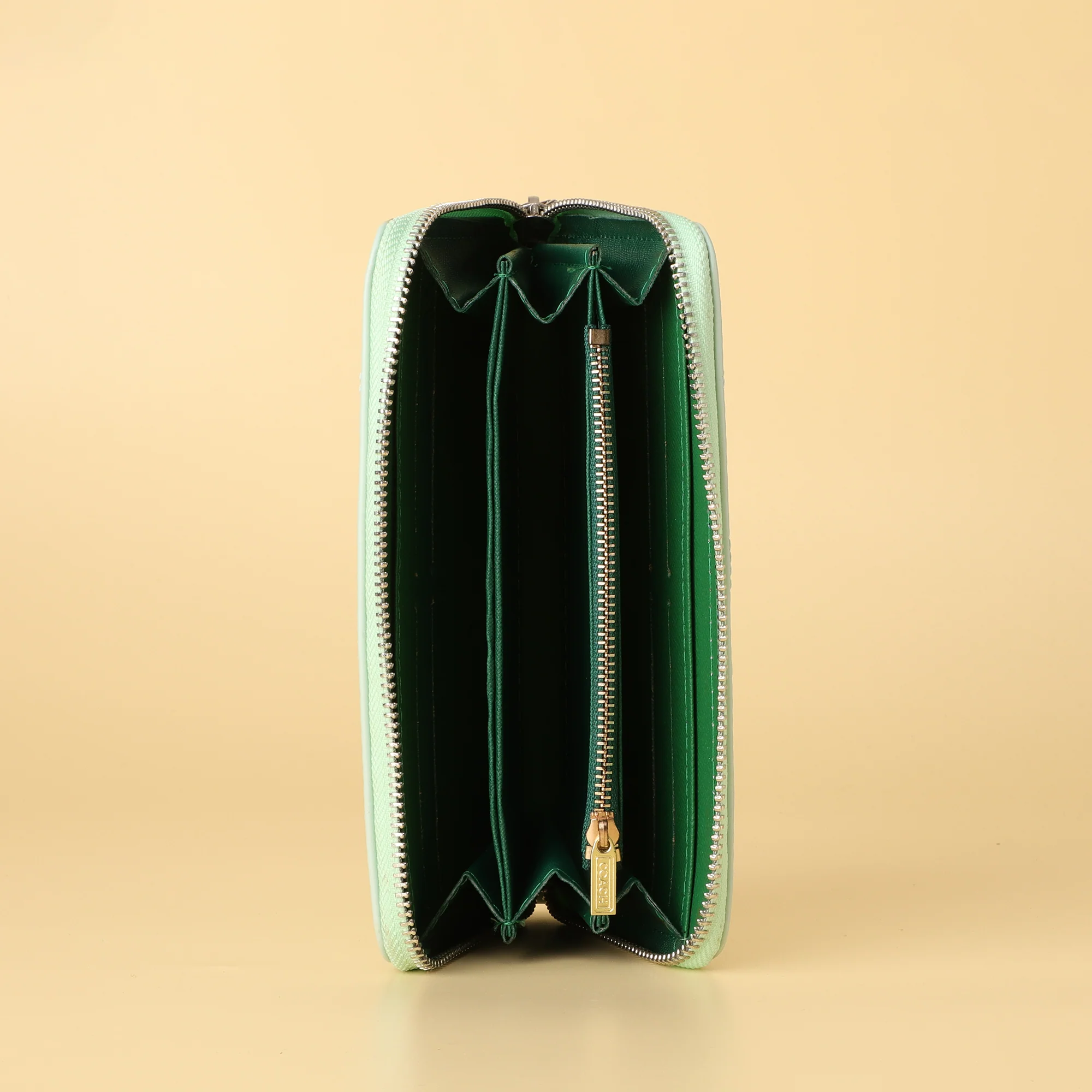 Mint Green Quilted Zip-Around Wallet - Image 4
