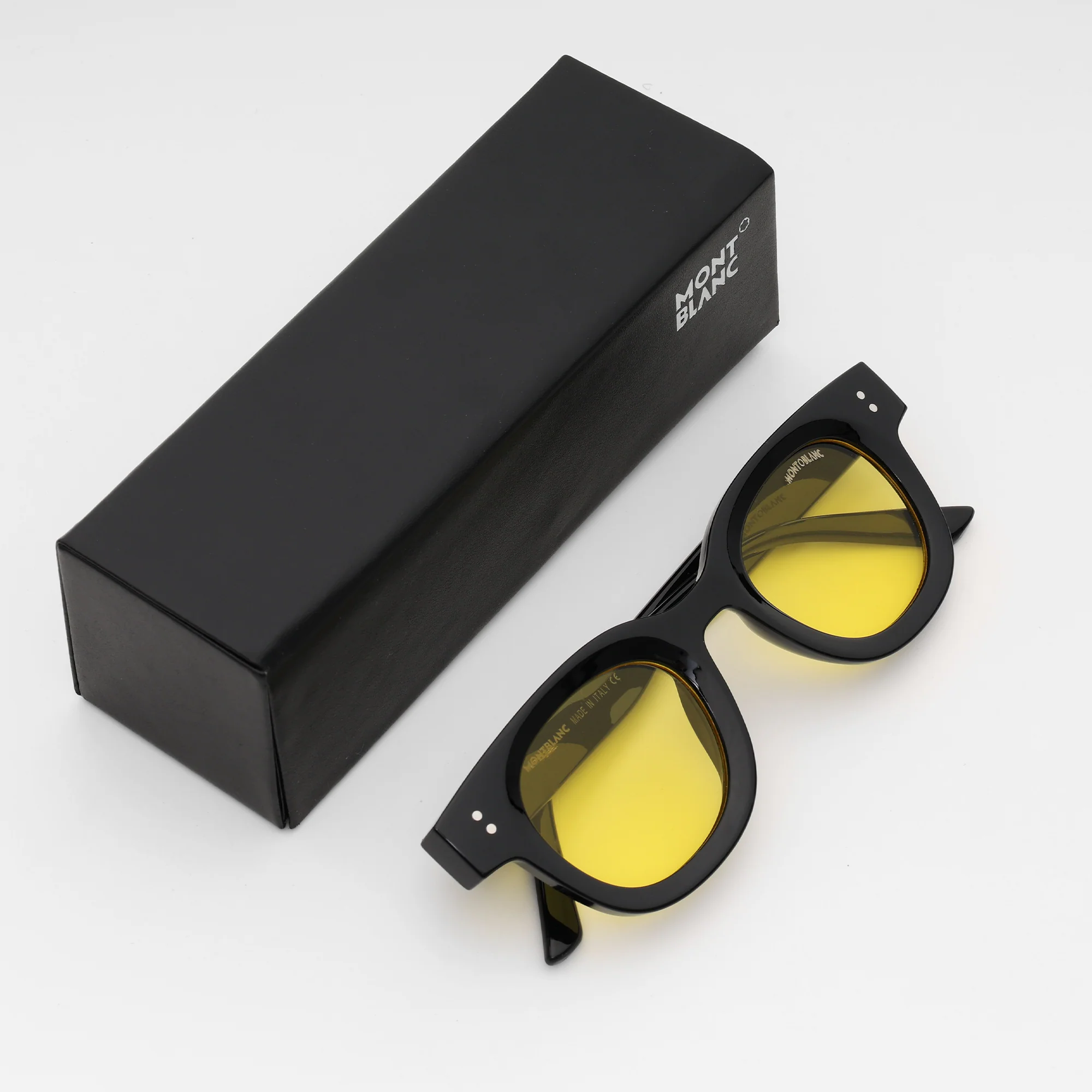 Montblanc Retro Black & Lemon-Tint Sunglasses - Image 2