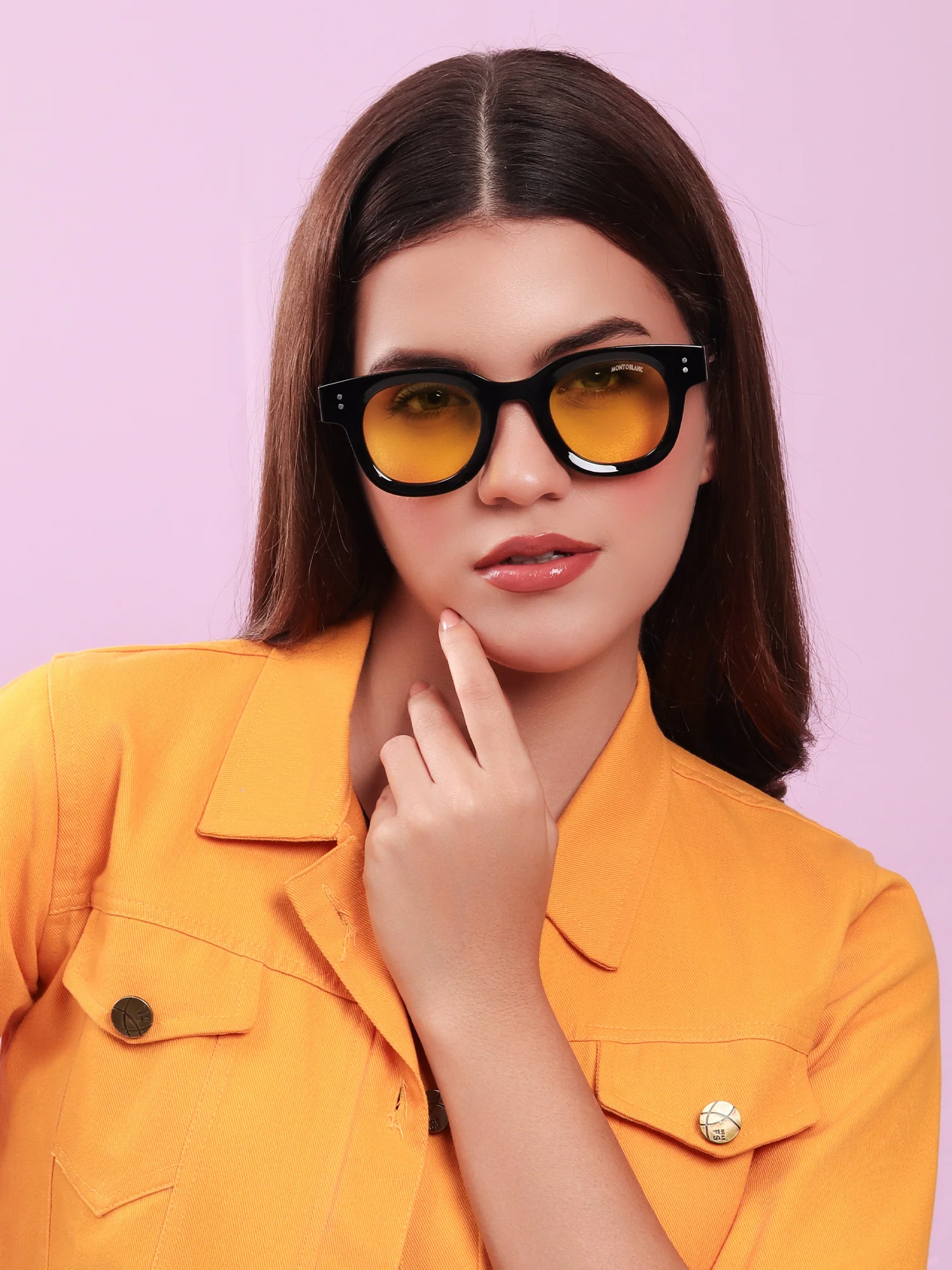 Montblanc Retro Black & Lemon-Tint Sunglasses - Image 3