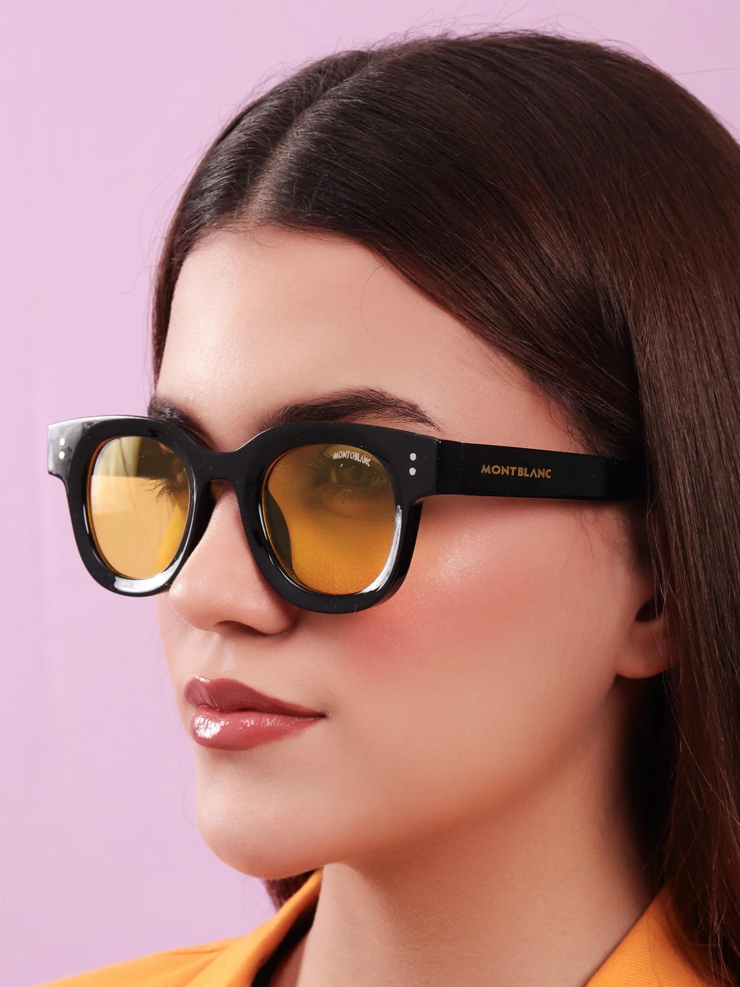 Montblanc Retro Black & Lemon-Tint Sunglasses - Image 6