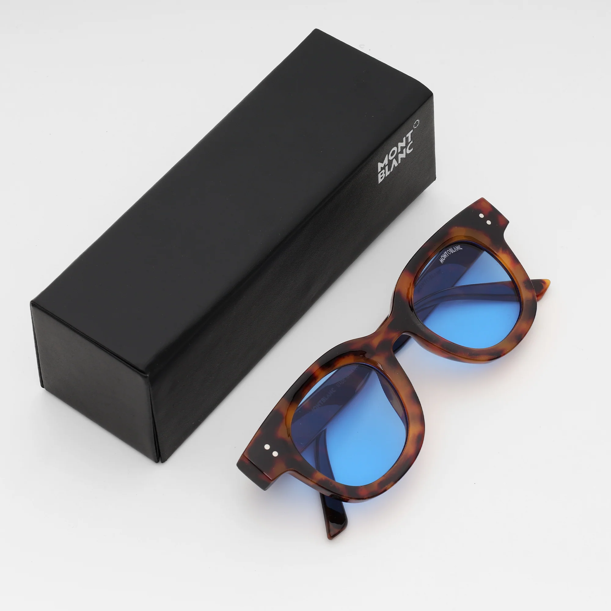 Montblanc Tortoiseshell Blue Lens Sunglasses - Image 2