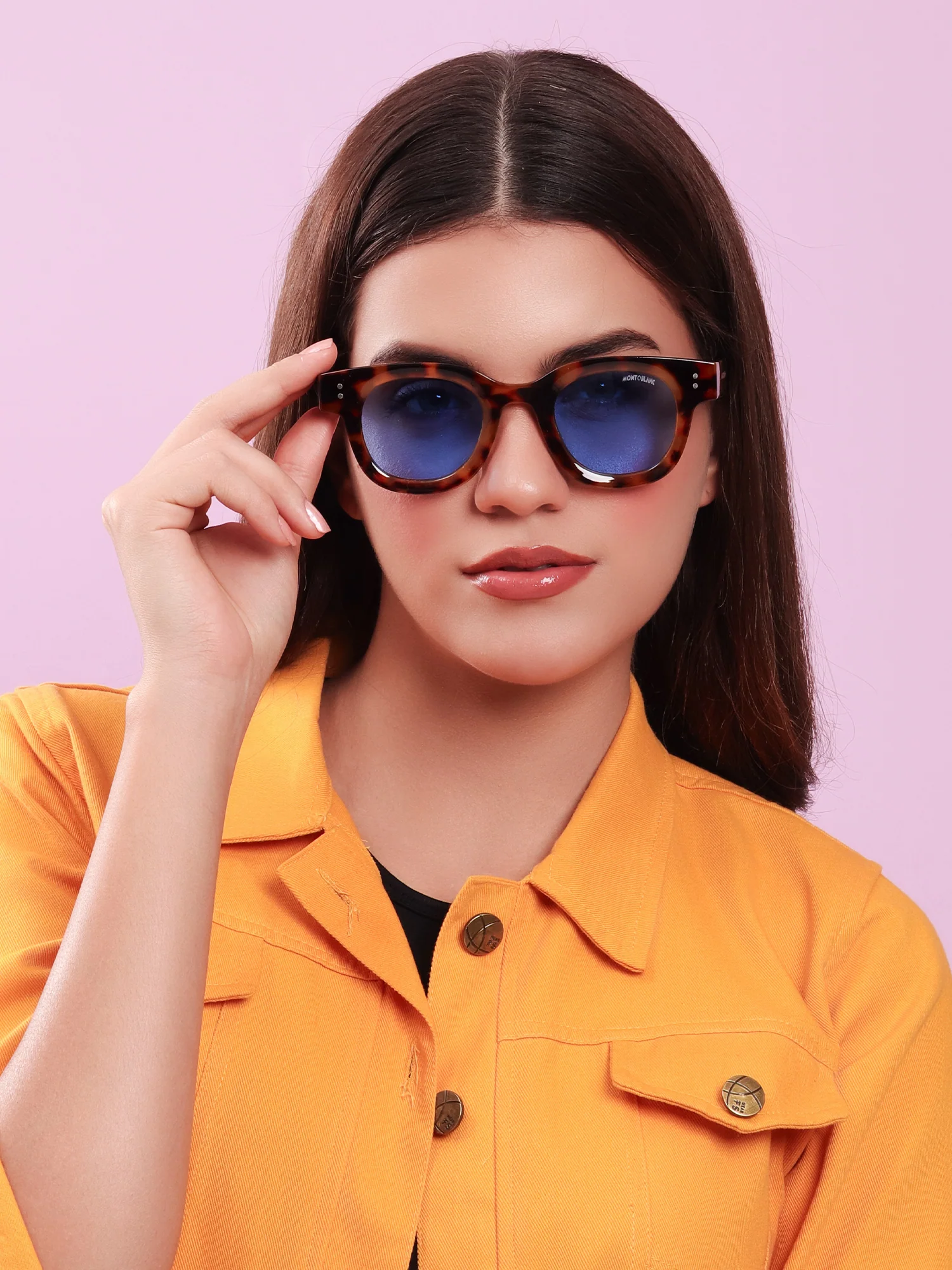 Montblanc Tortoiseshell Blue Lens Sunglasses - Image 3