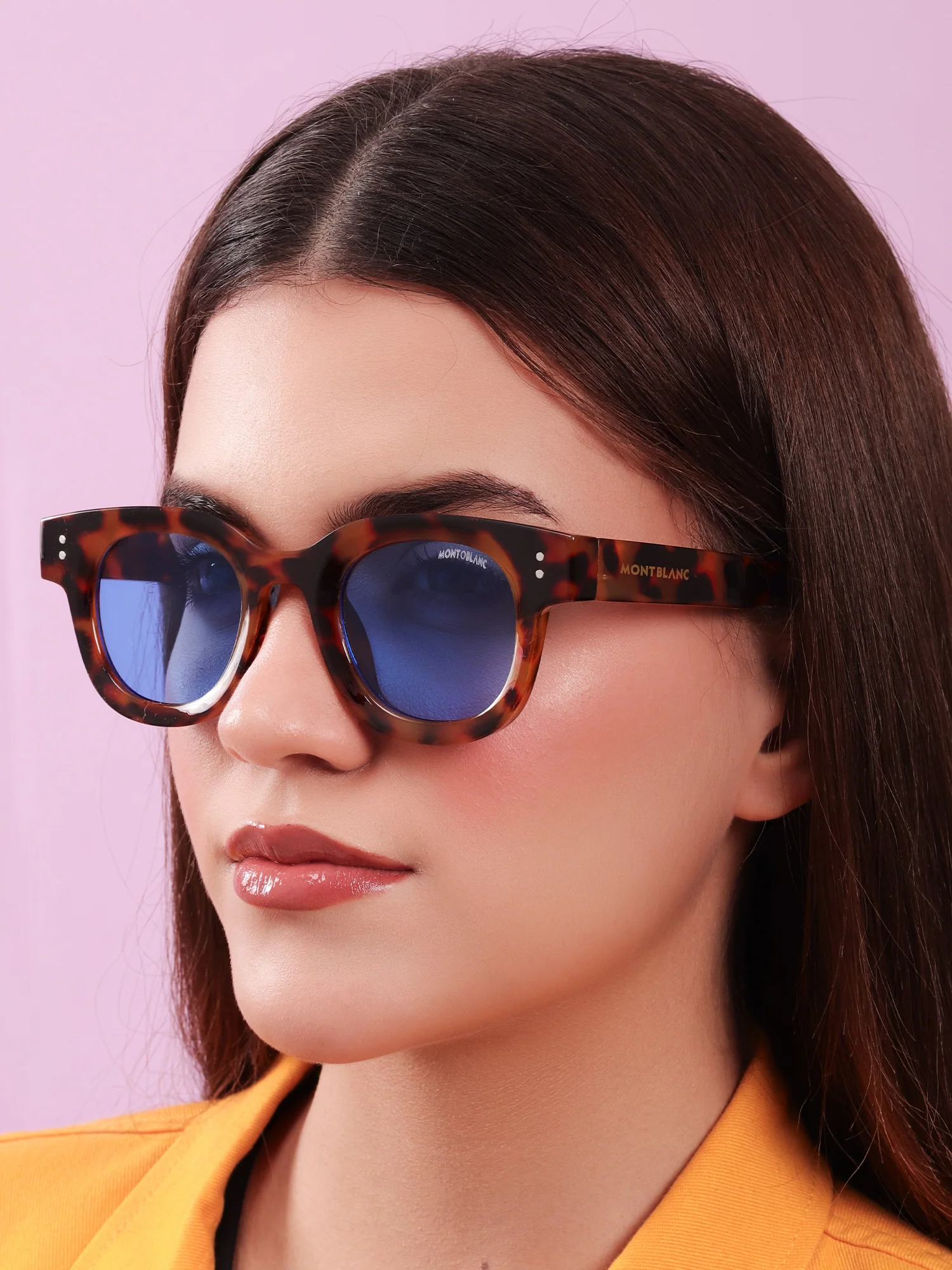 Montblanc Tortoiseshell Blue Lens Sunglasses - Image 4
