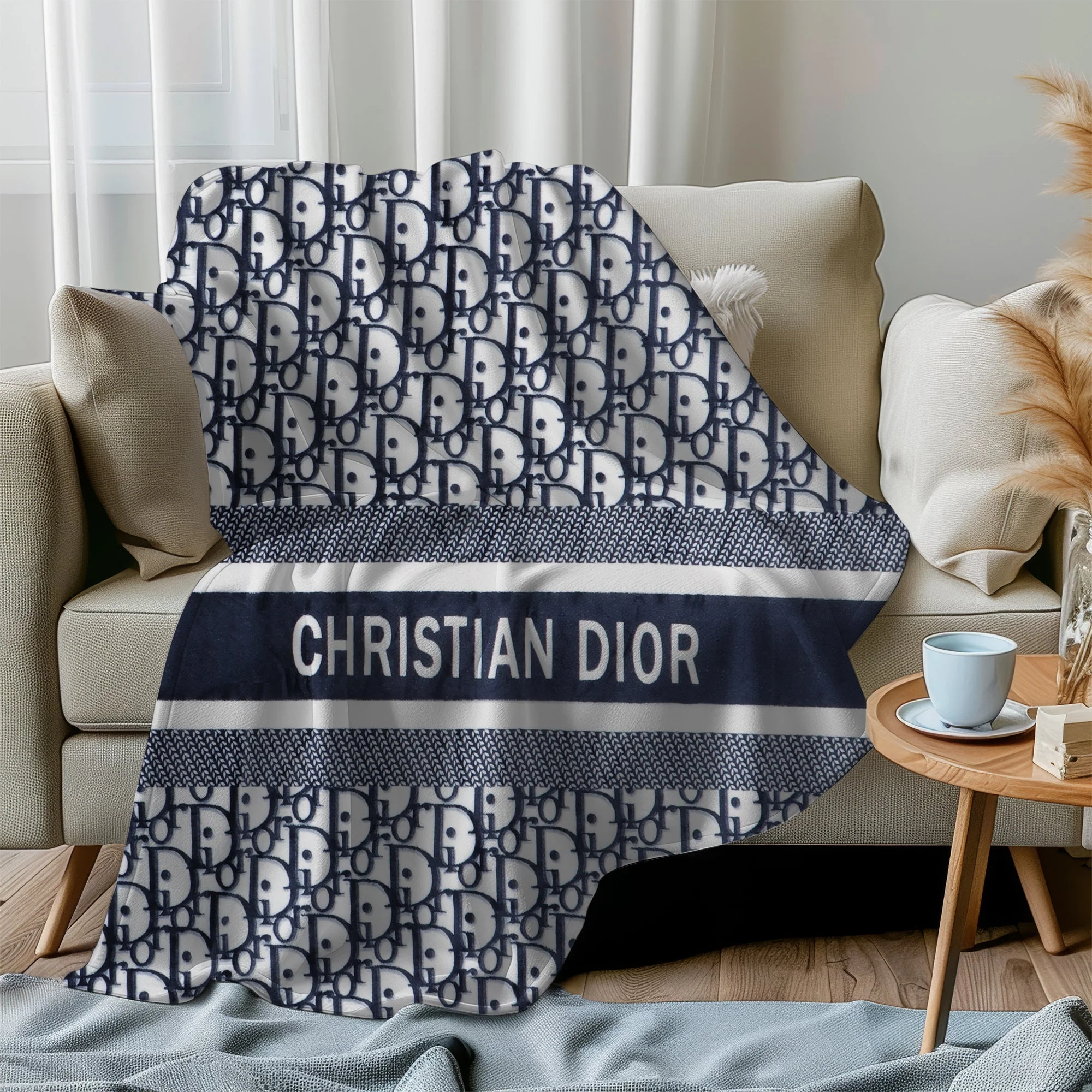 Navy Monogram AC Blanket - Image 3