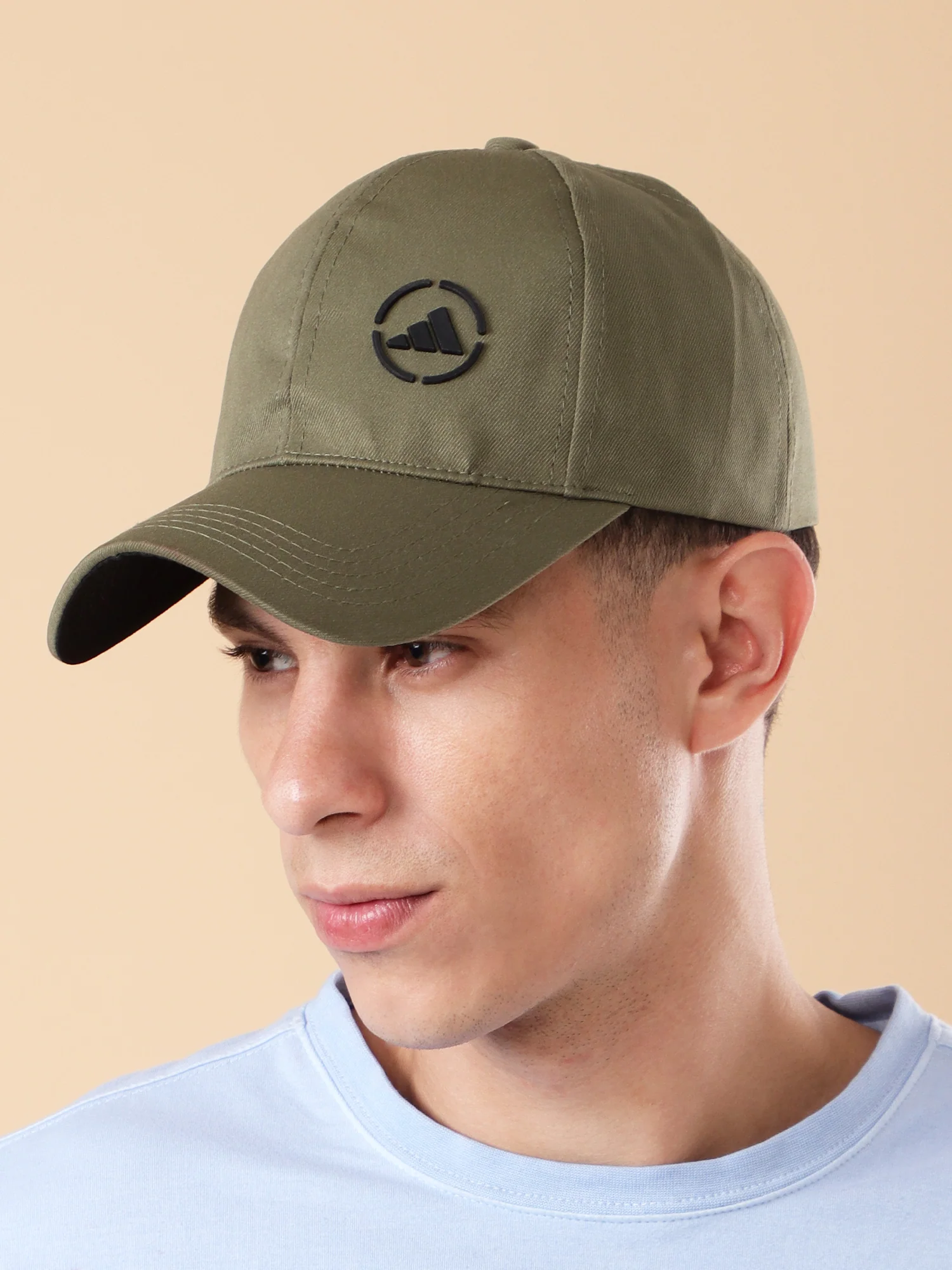 Olive Green Classic Baseball Cap with Embroidered Logo - Image 2