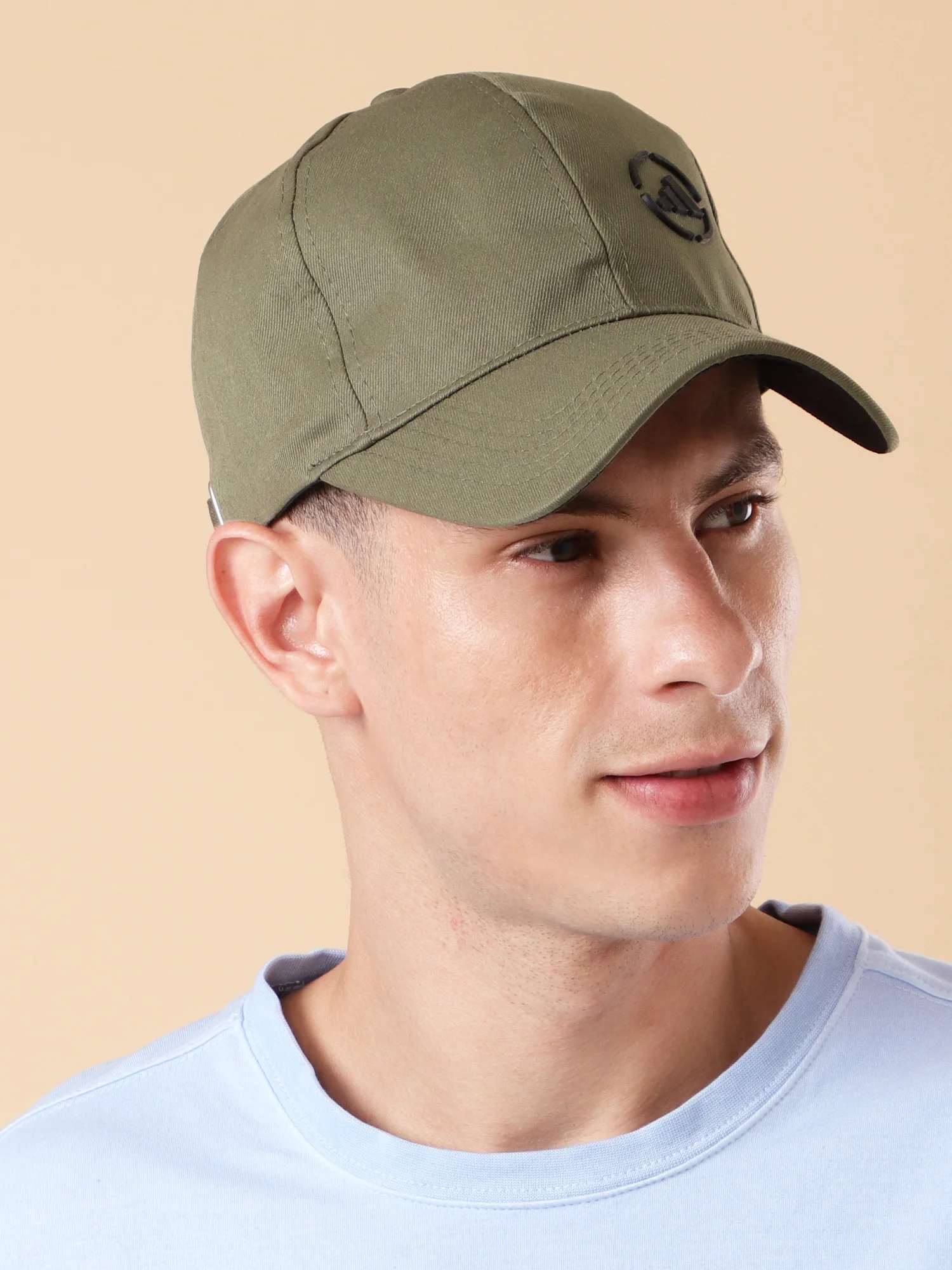 Olive Green Classic Baseball Cap with Embroidered Logo - Image 3