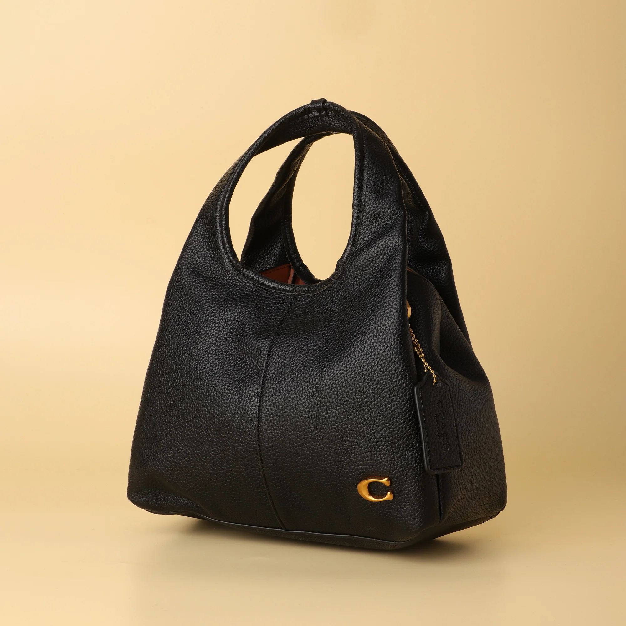 Pebbled Leather Hobo Bag in Black - Image 3
