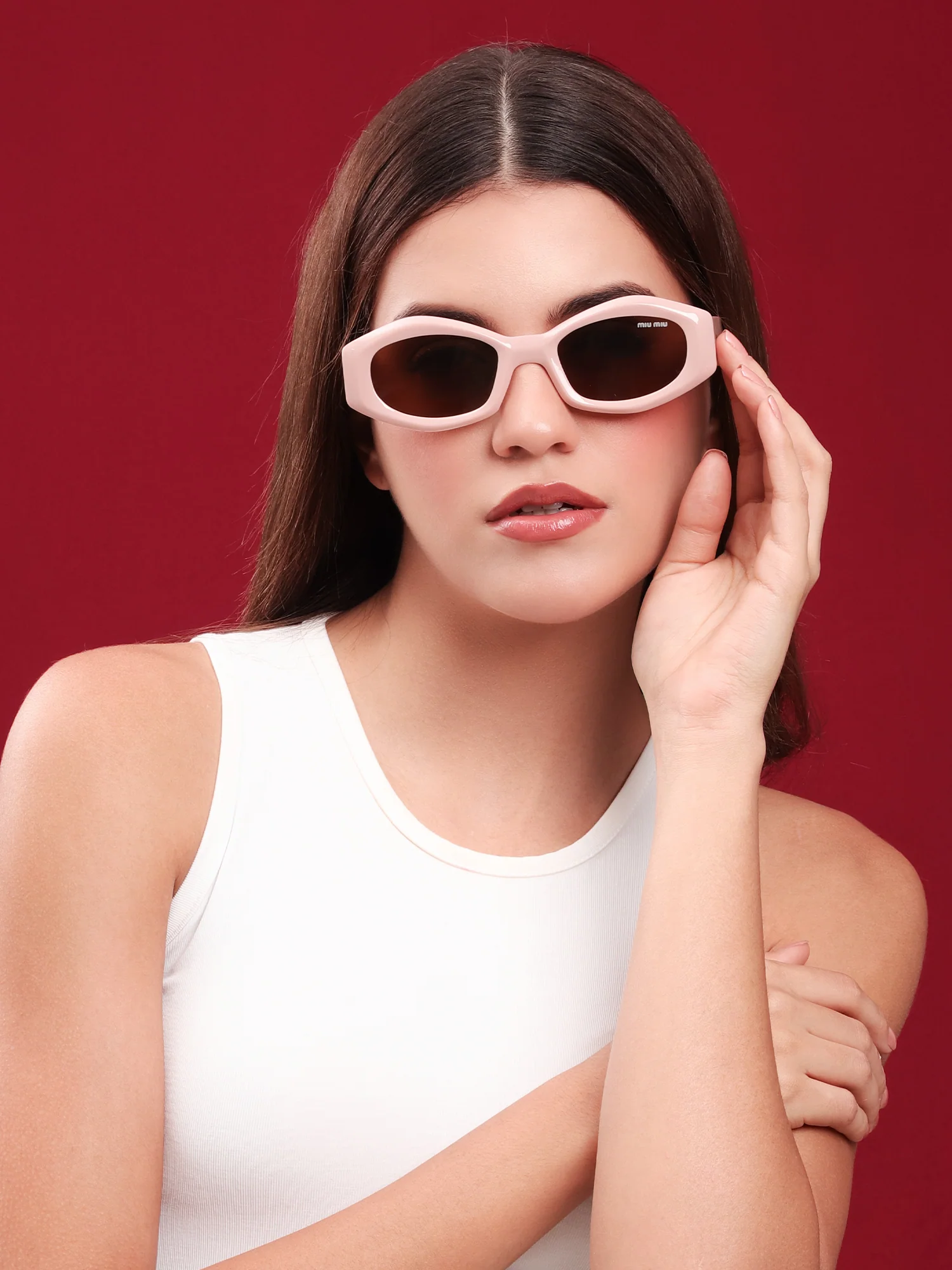 Powder Blush Oval Sunglasses - Image 3