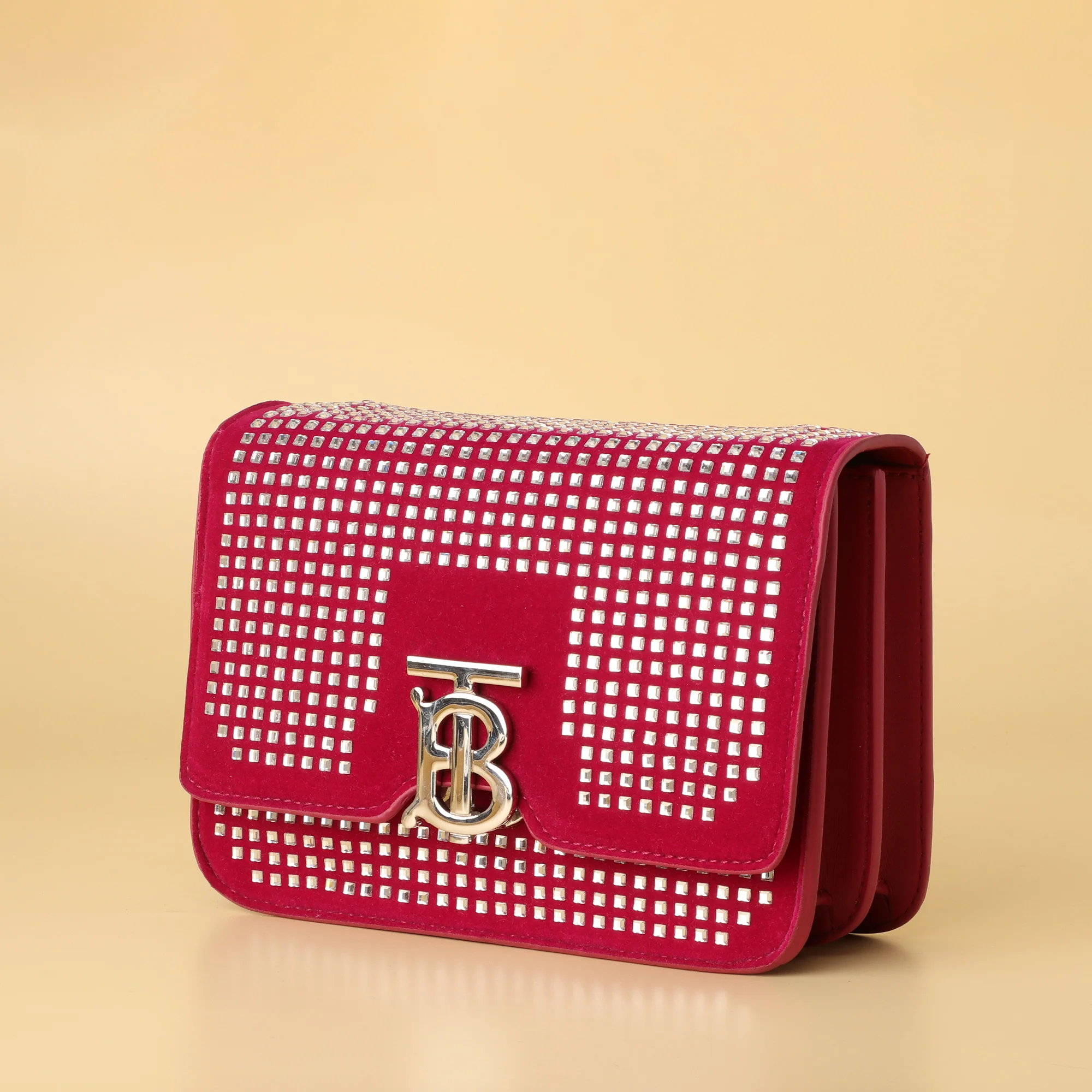 Red Velvet Crystal TB Shoulder Bag - Image 4
