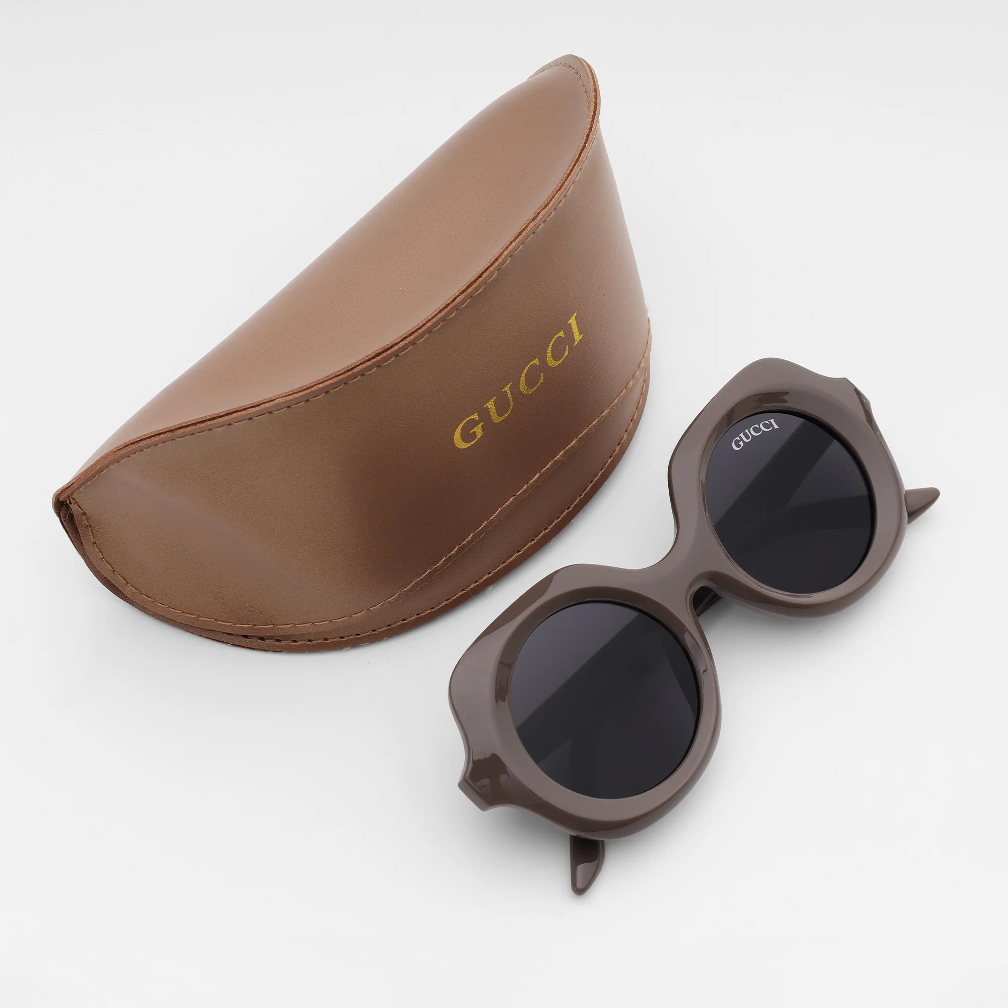 Retro Round Sunglasses in Mocha Brown