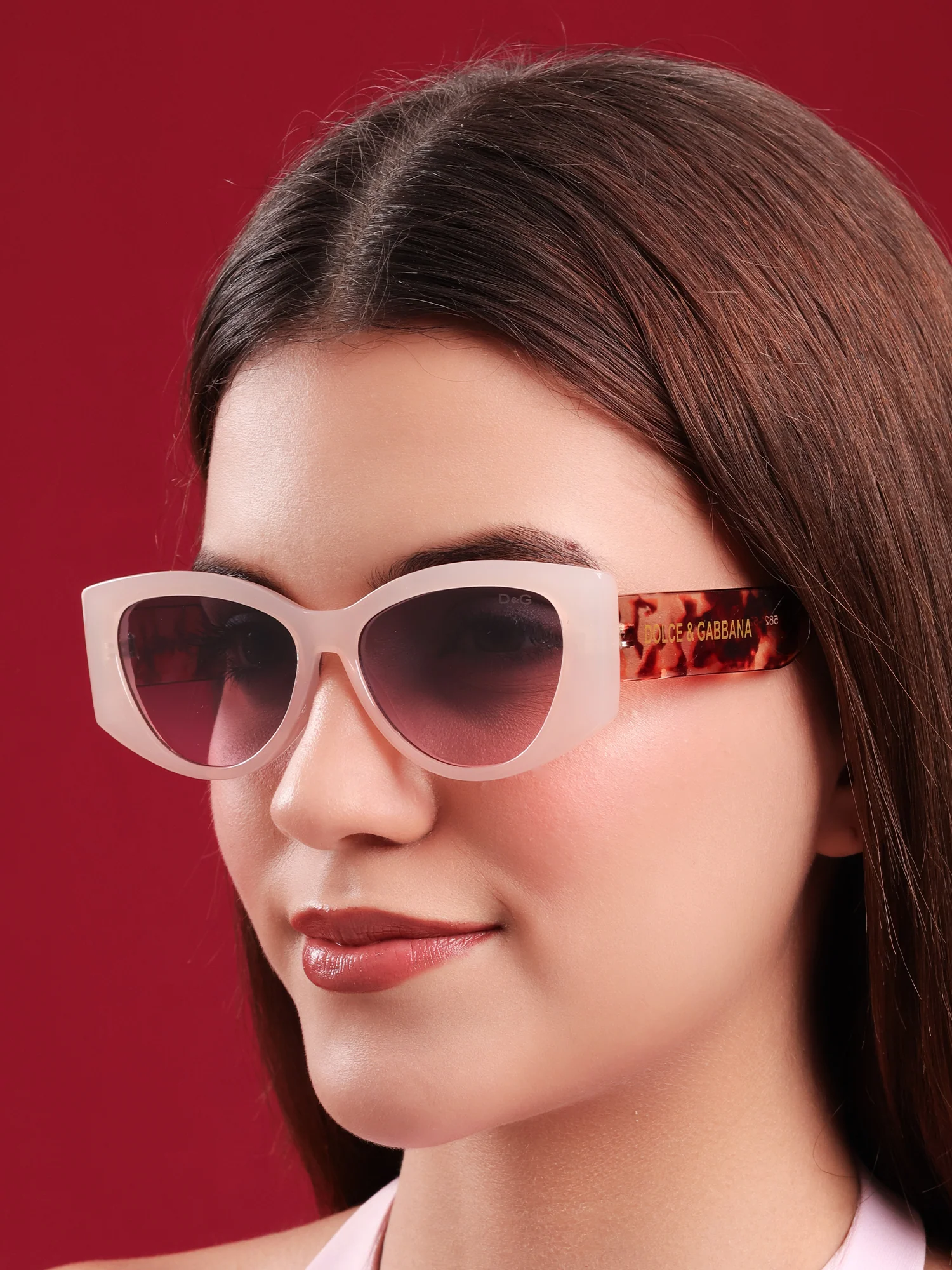 Rose Nude Cat-Eye Sunglasses - Image 2