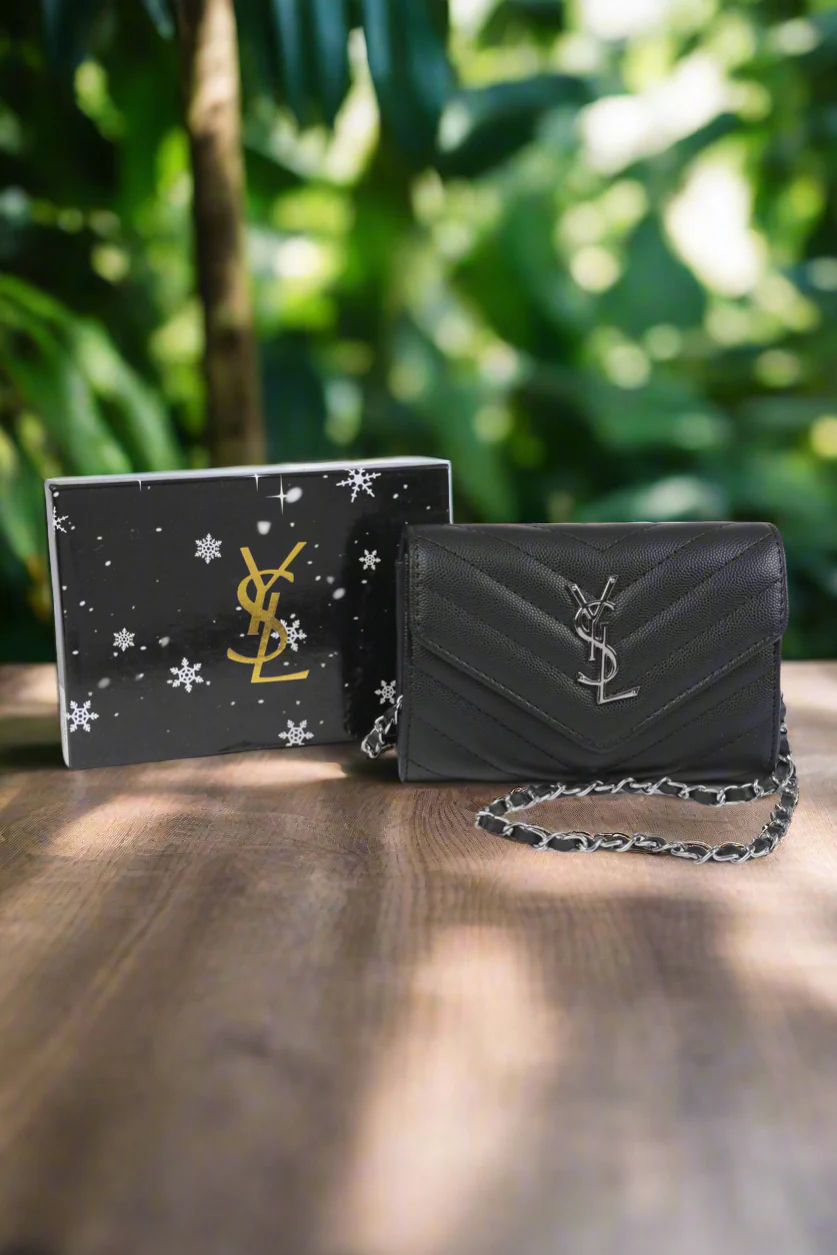 Saint Laurent Monogram Chain Wallet in Black - Image 2