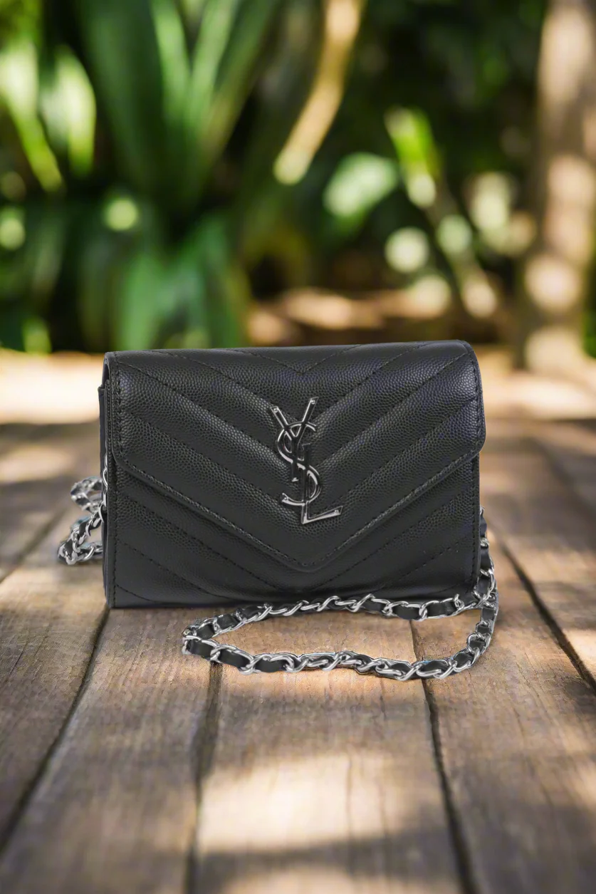 Saint Laurent Monogram Chain Wallet in Black - Image 4