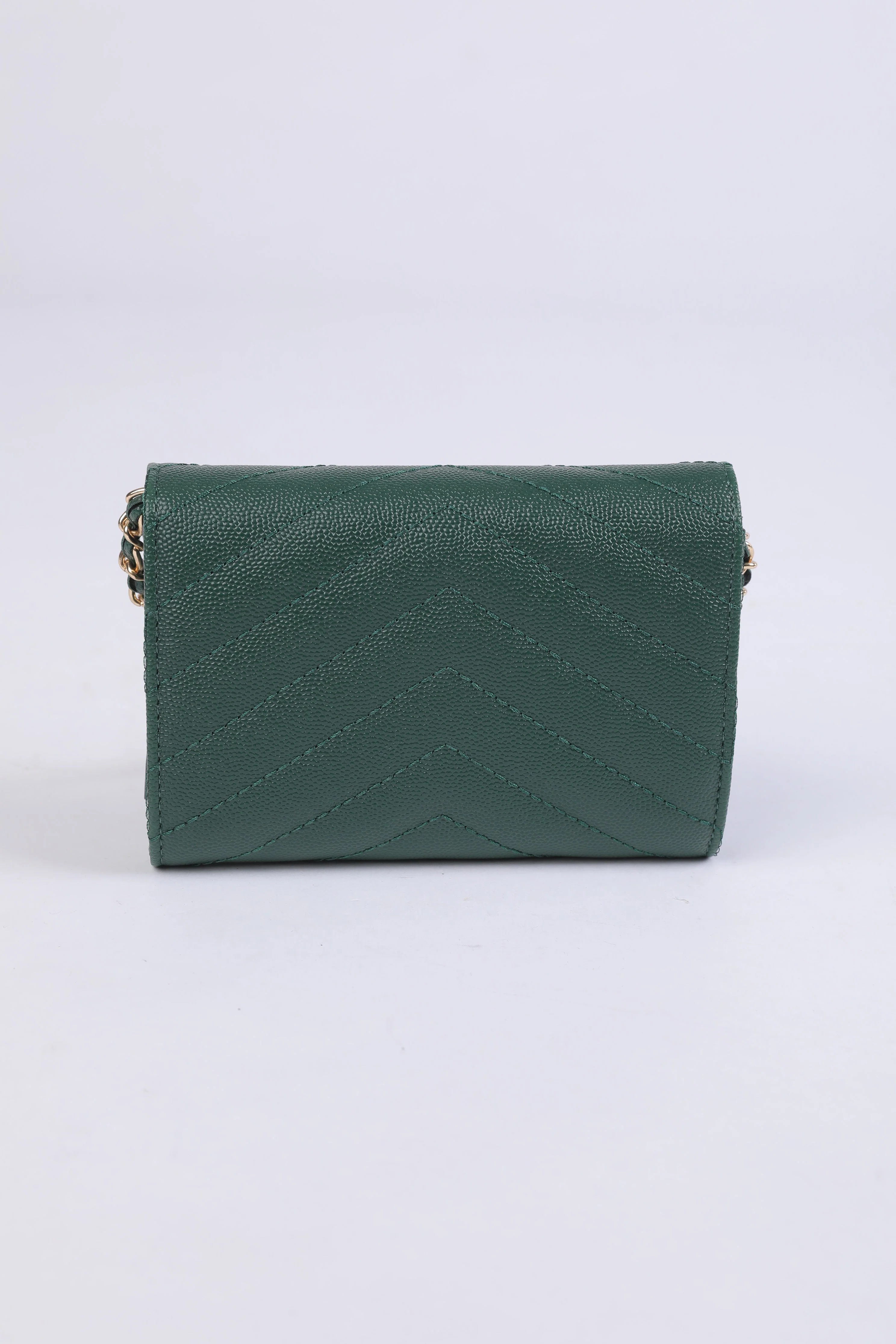 Saint Laurent Monogram Chain Wallet in Deep Green - Image 3