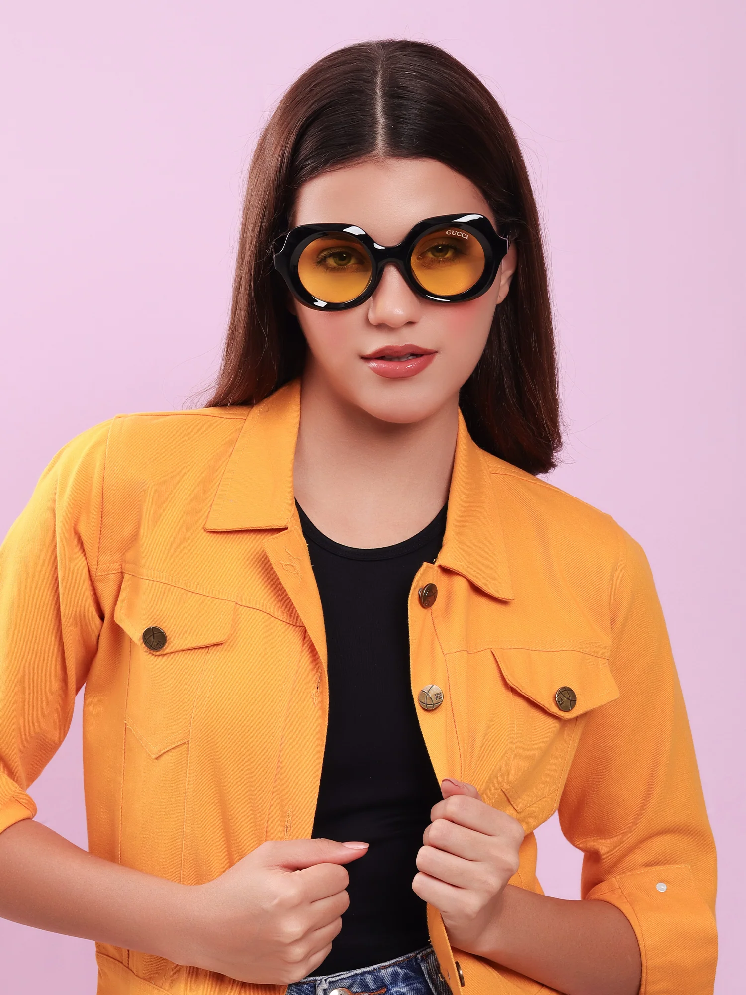 Signature Round Sunglasses in Smoky Crystal - Image 2