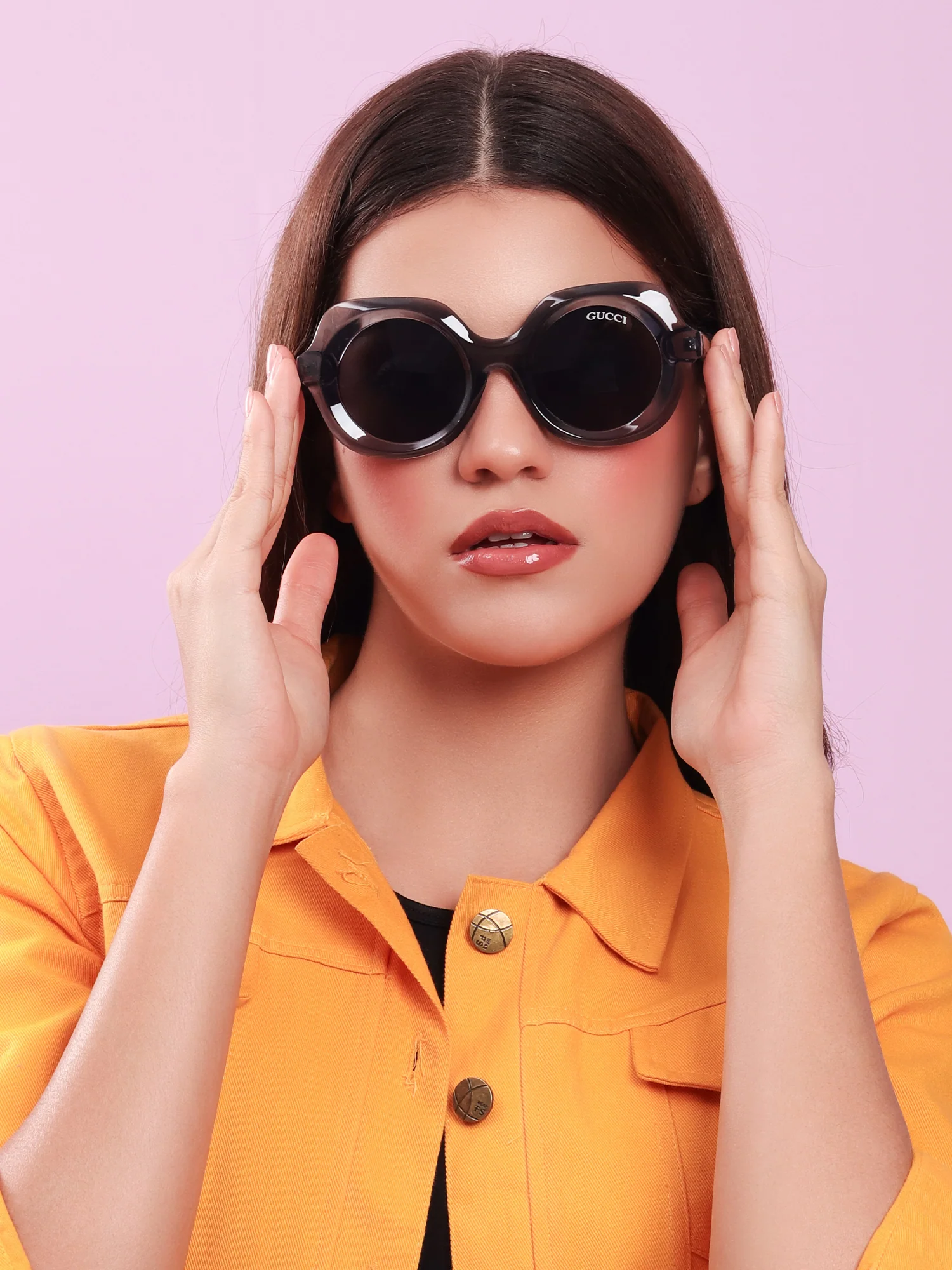 Signature Round Sunglasses in Smoky Crystal - Image 2