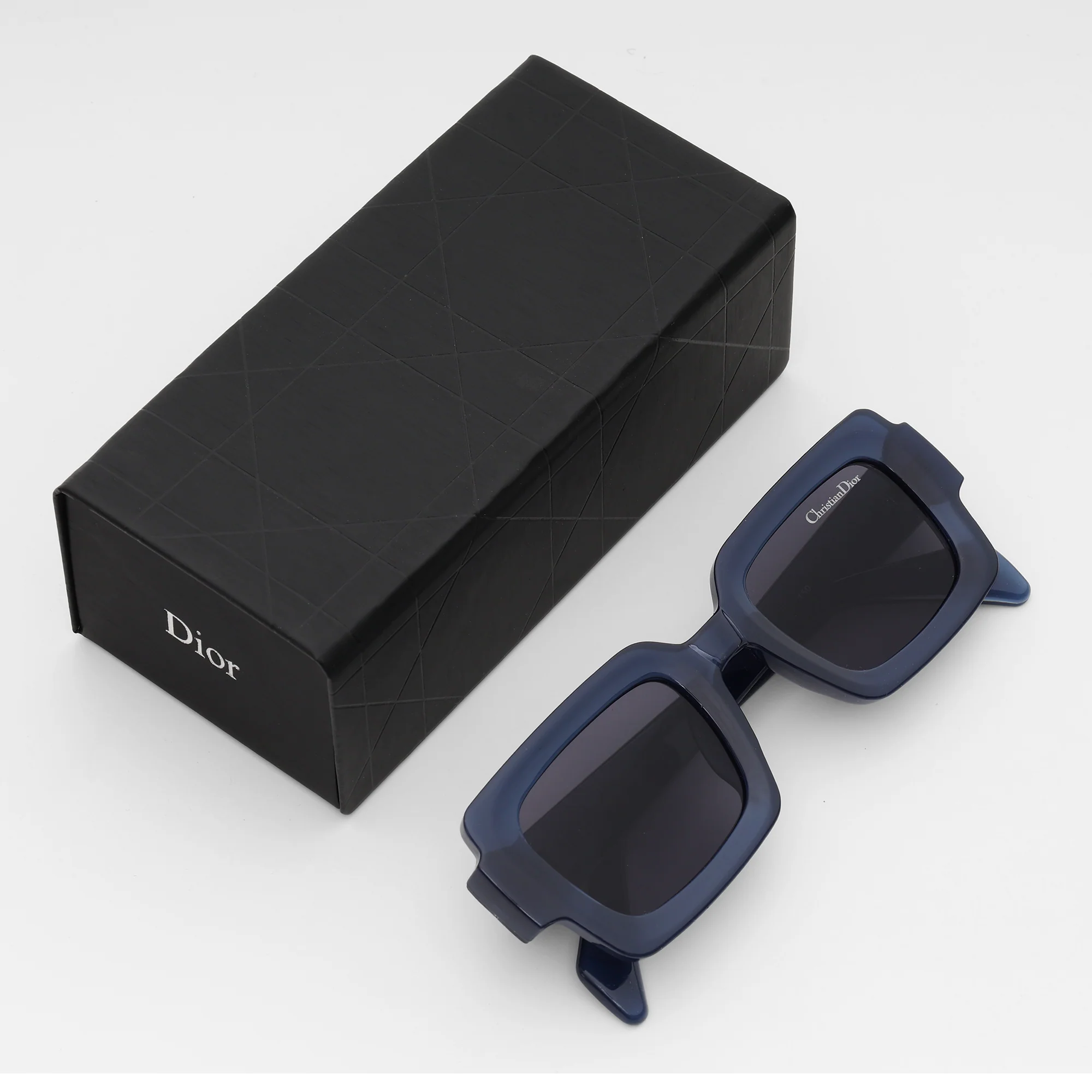 Square Blue Acetate Sunglasses - Image 2