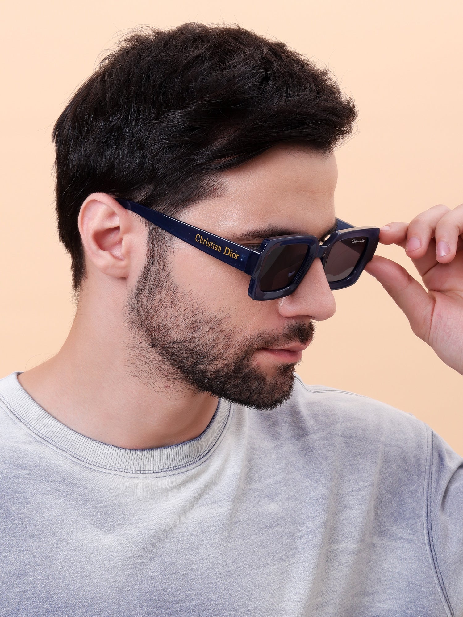Square Blue Acetate Sunglasses - Image 7