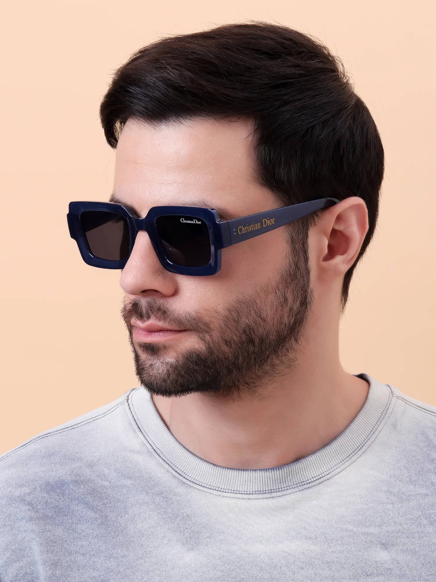 Square Blue Acetate Sunglasses - Image 8