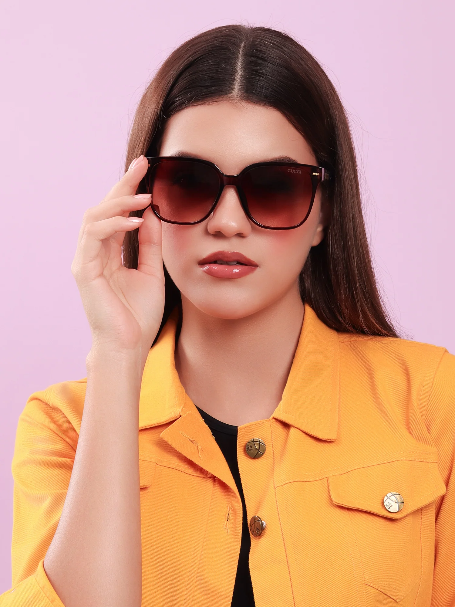 Square Sunglasses in Bordeaux Red - Image 2