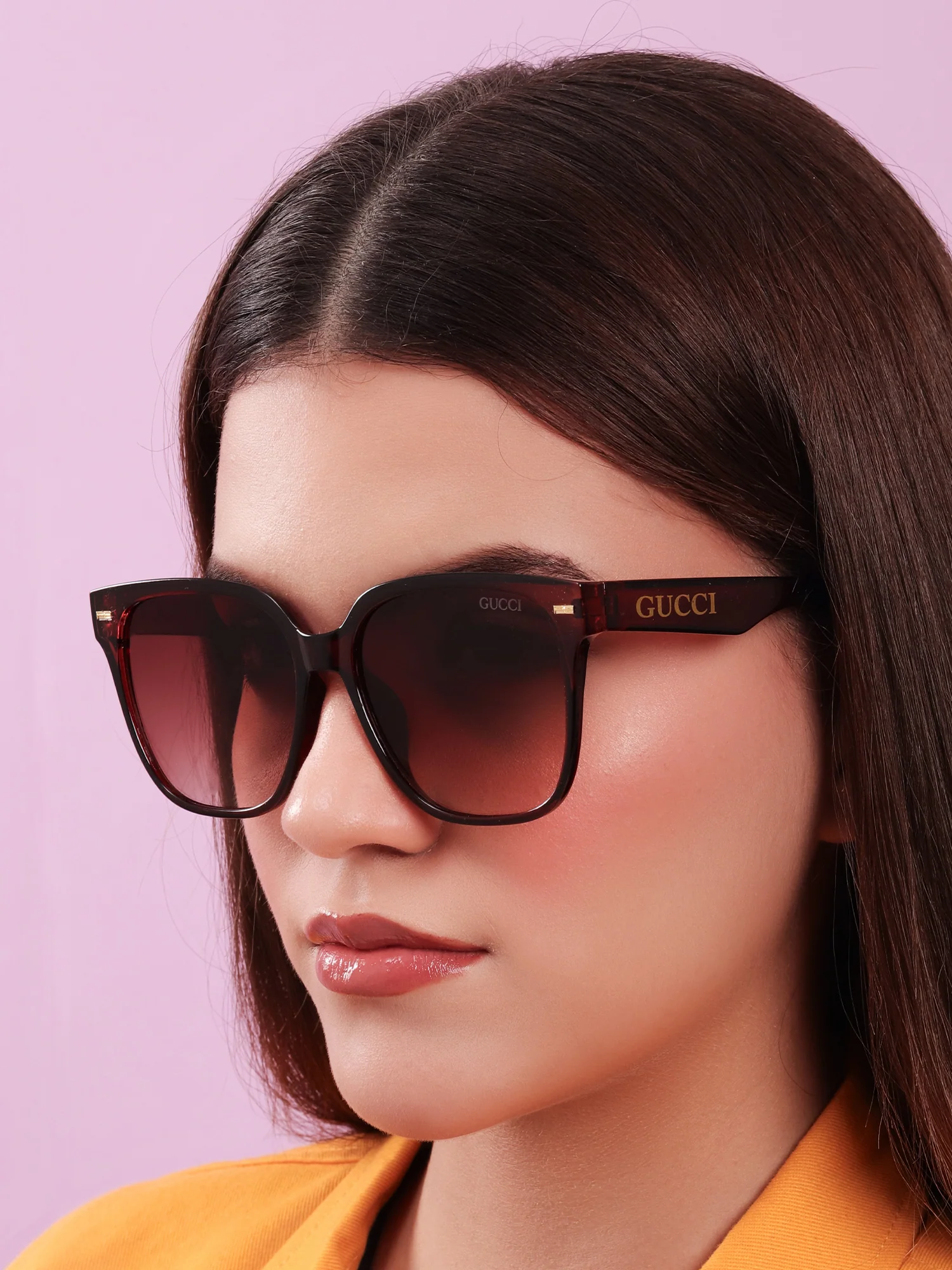 Square Sunglasses in Bordeaux Red - Image 6