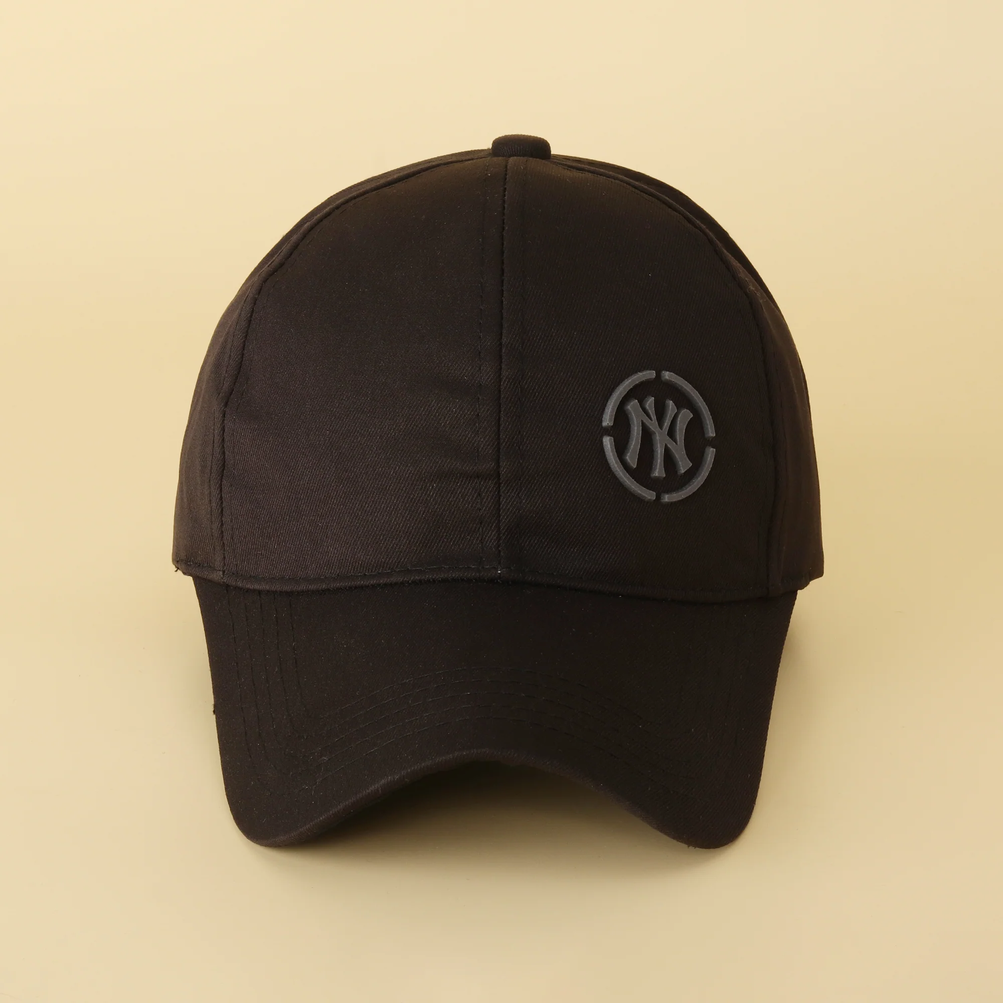 Street-Style Black Cap with Tonal 'NY' Logo