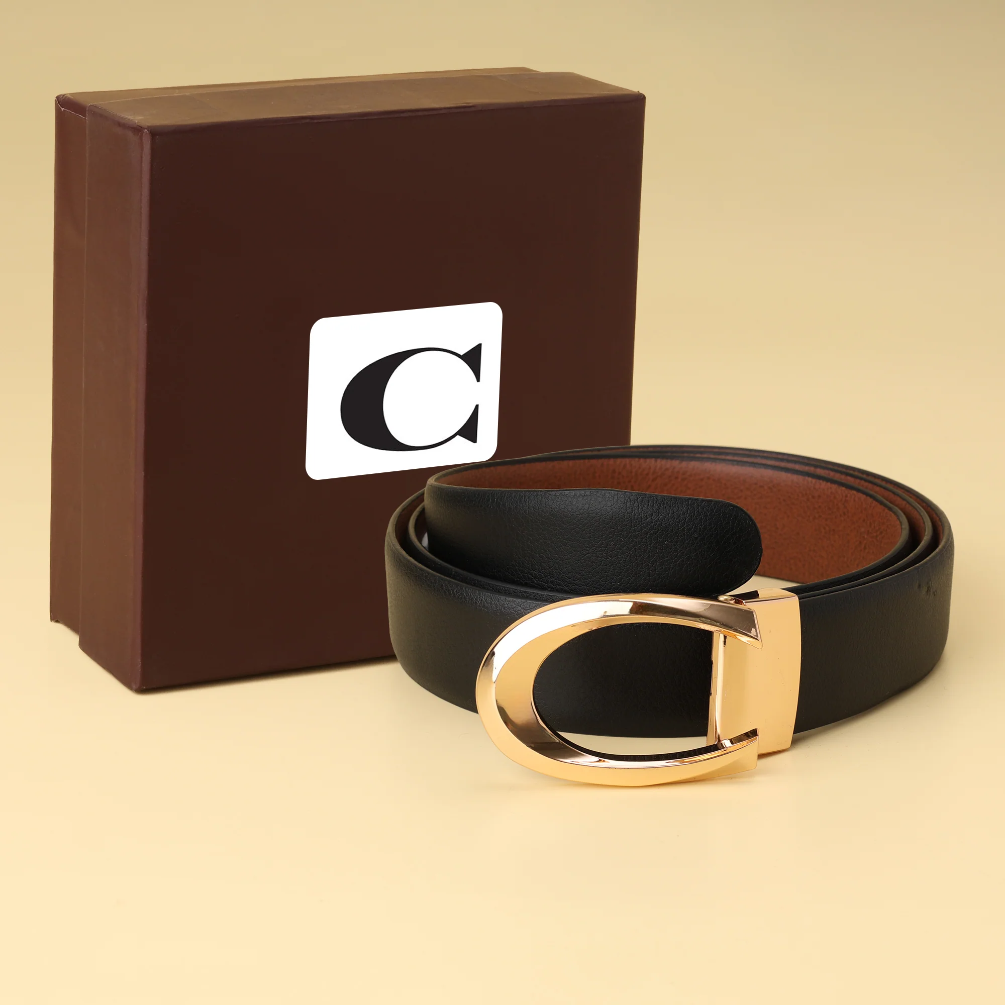 Tan Belt with Gold   buckle - Image 2