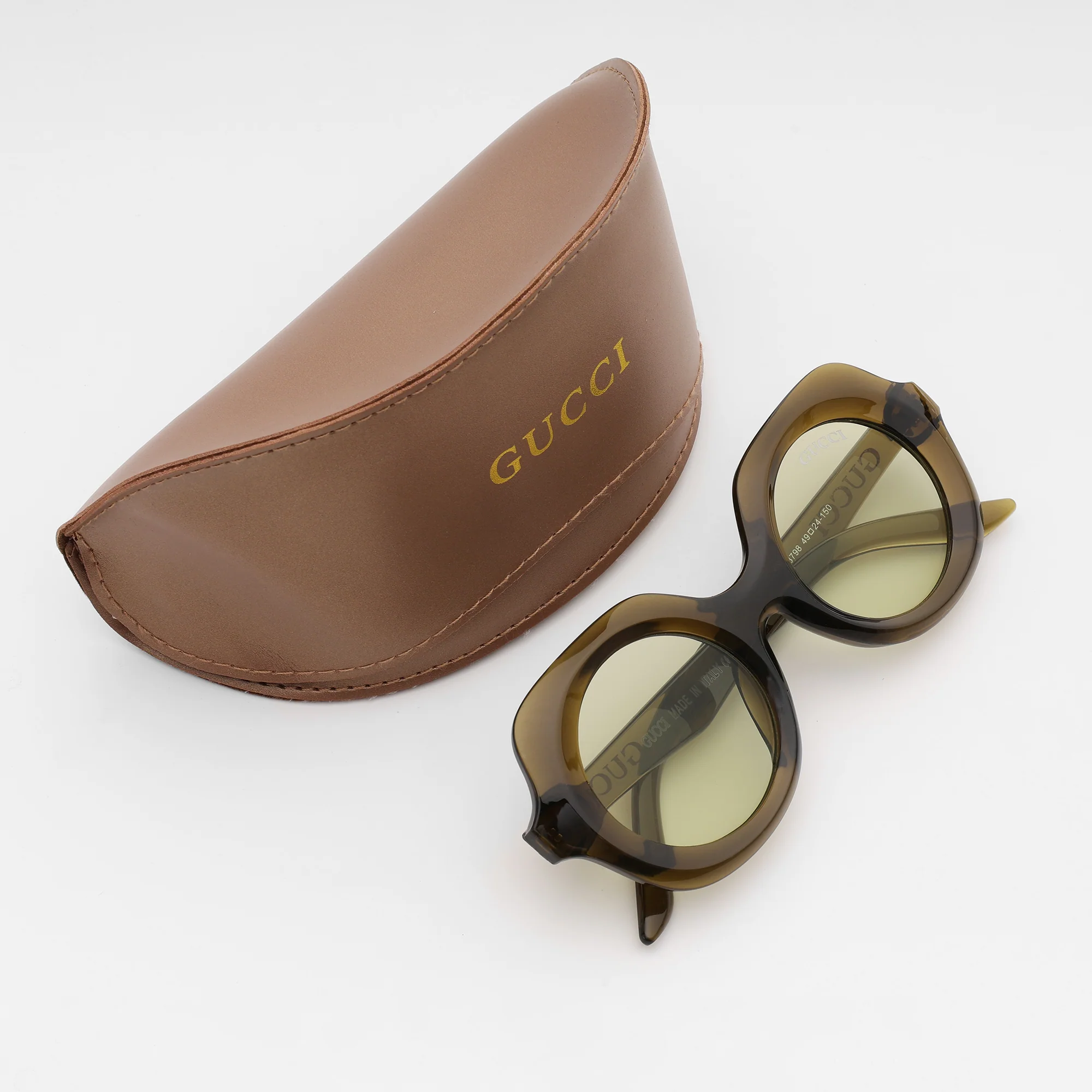 Vintage Olive Round Sunglasses - Image 2