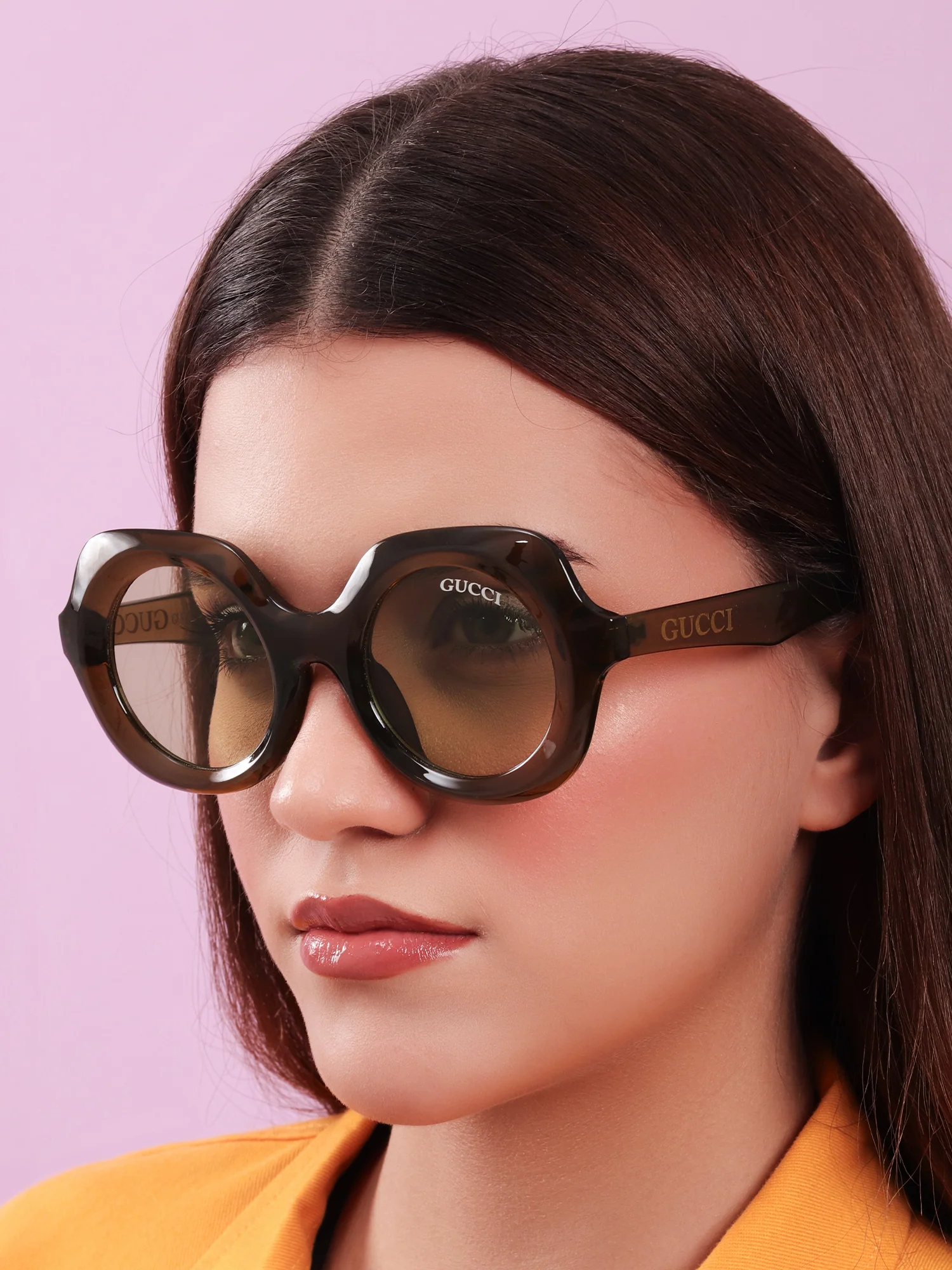 Vintage Olive Round Sunglasses - Image 4