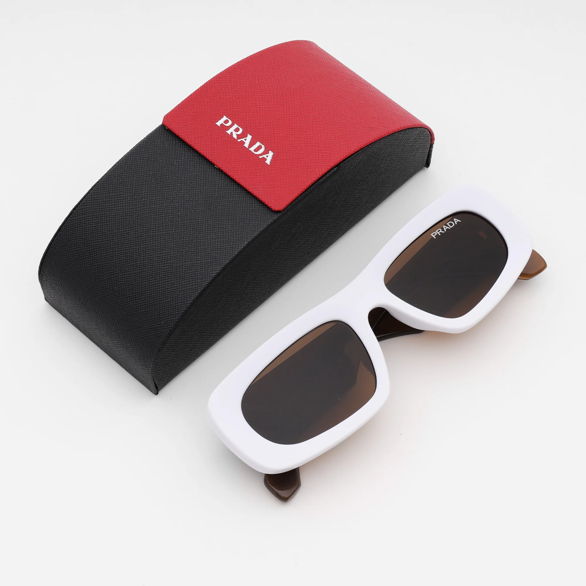 White Frame Rectangle Sunglasses - Image 2