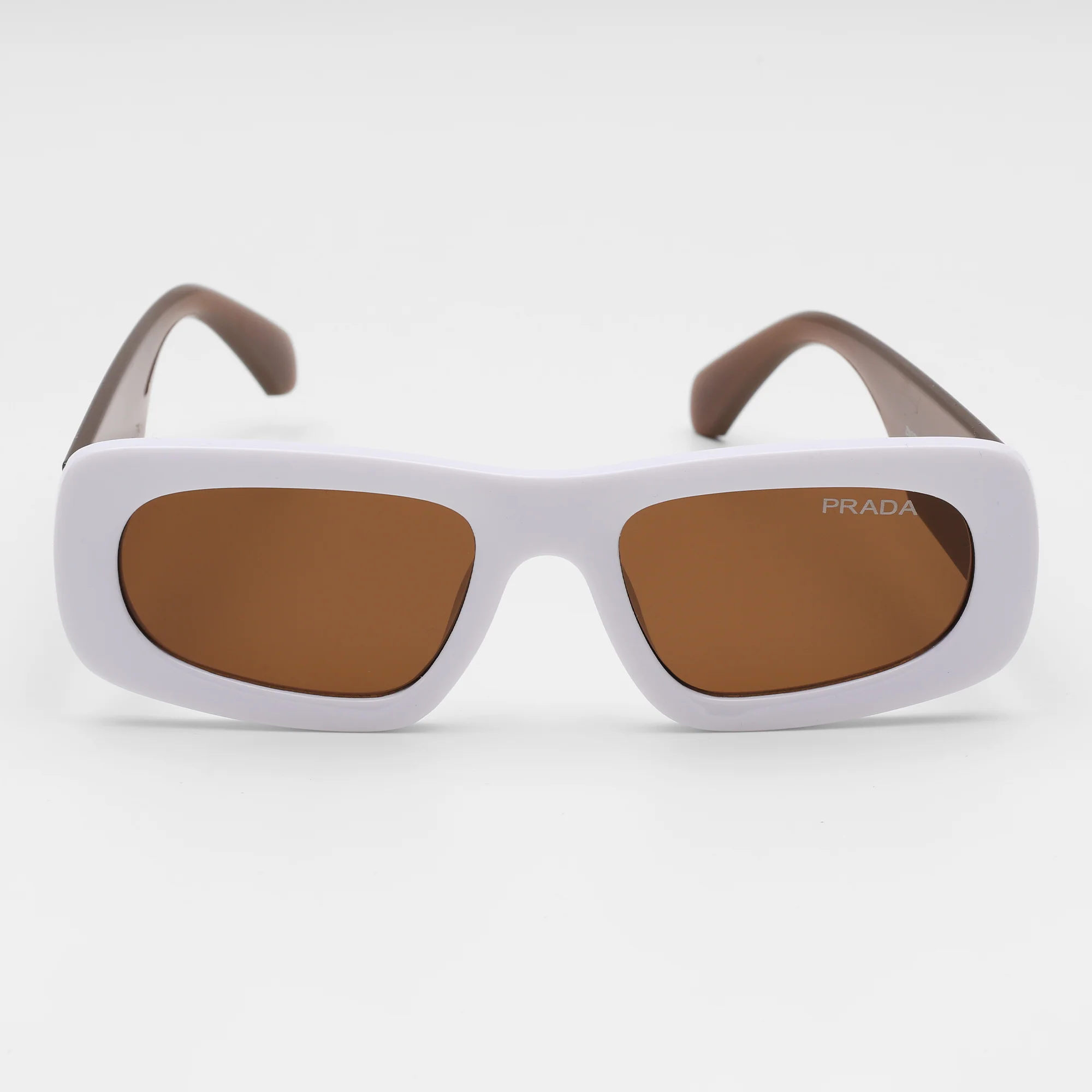 White Frame Rectangle Sunglasses - Image 5