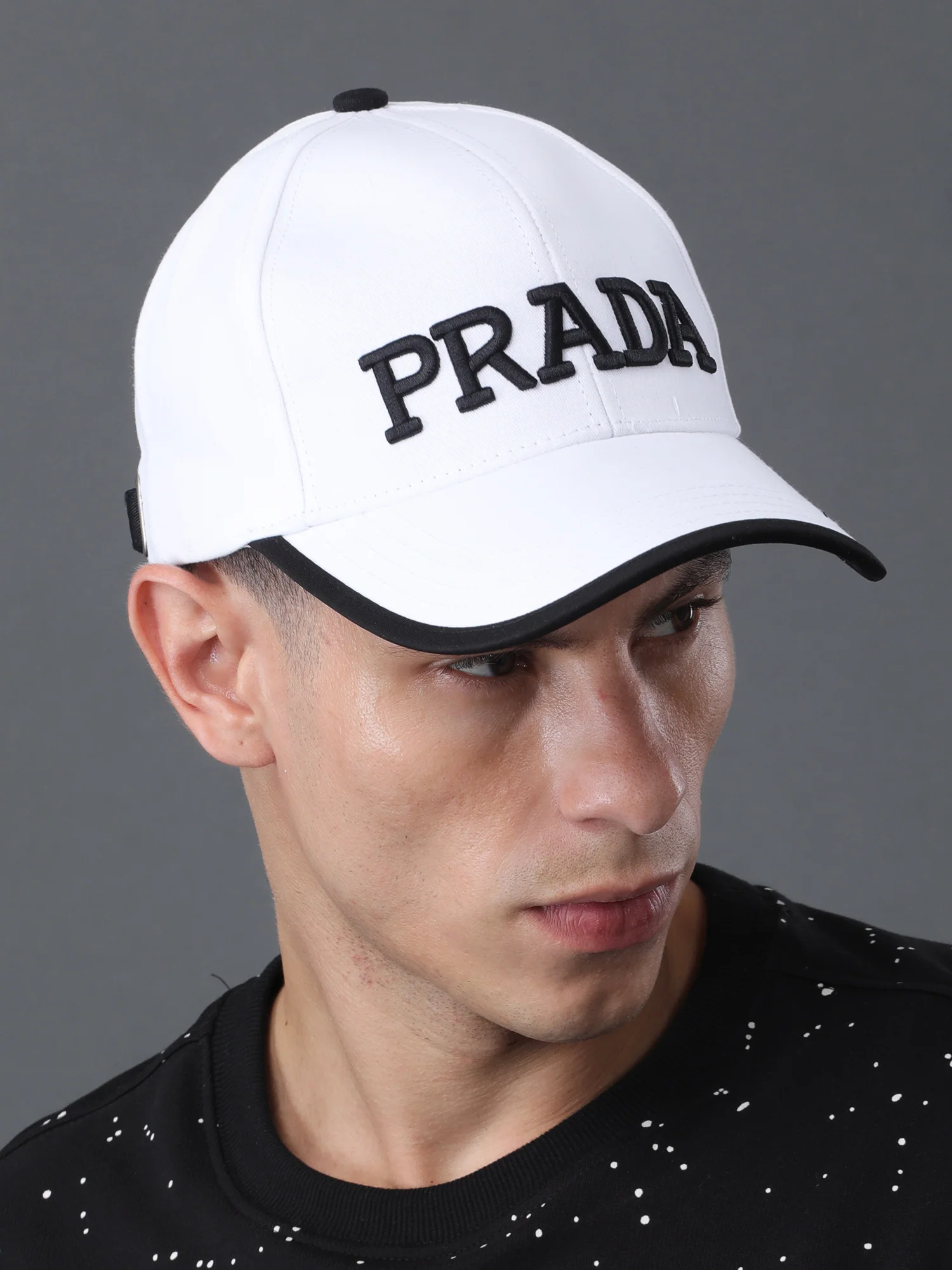 White Prada Embroidered Baseball Cap - Image 3